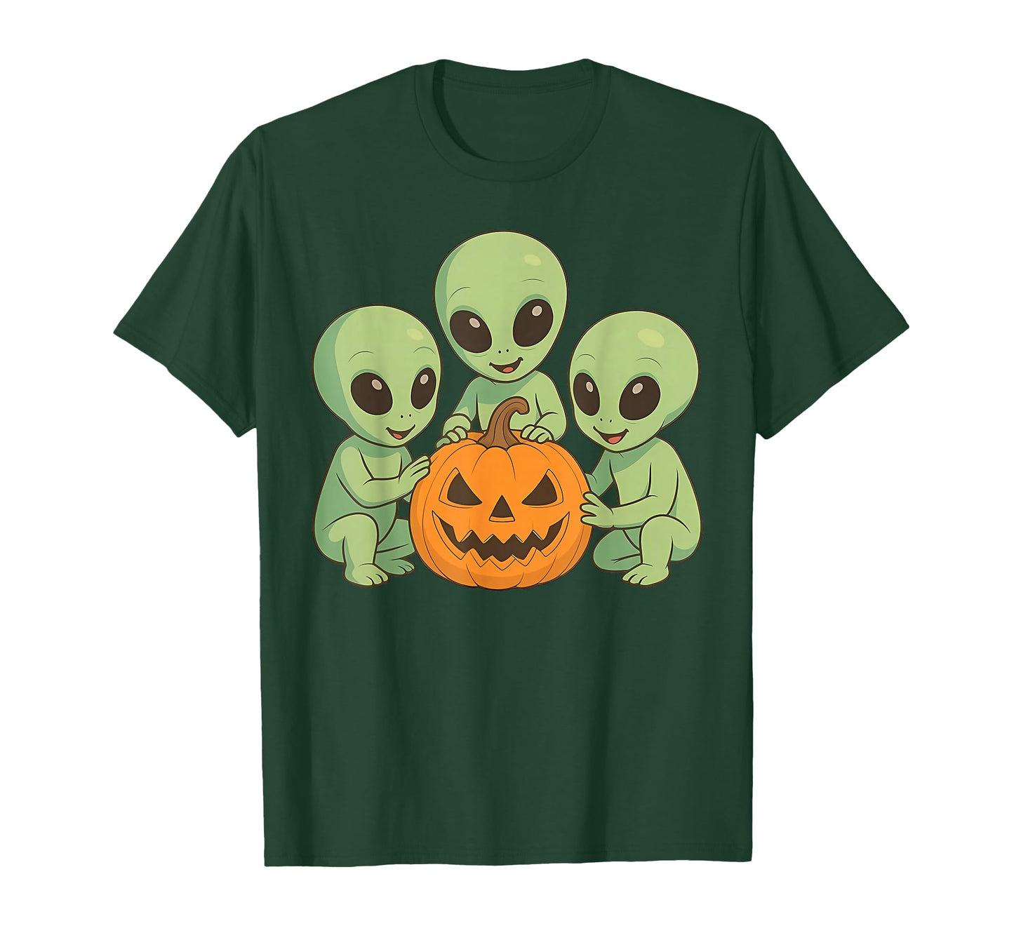 UFO Alien Spooky Pumpkin Trick Or Treat Space Halloween T-Shirt