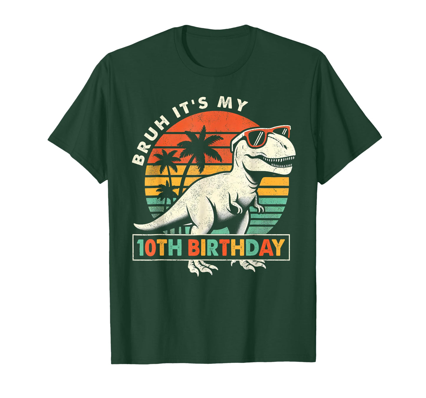 Bruh It's My 10th Birthday Dinosaur T Rex 10 Year Old Boys T-Shirt