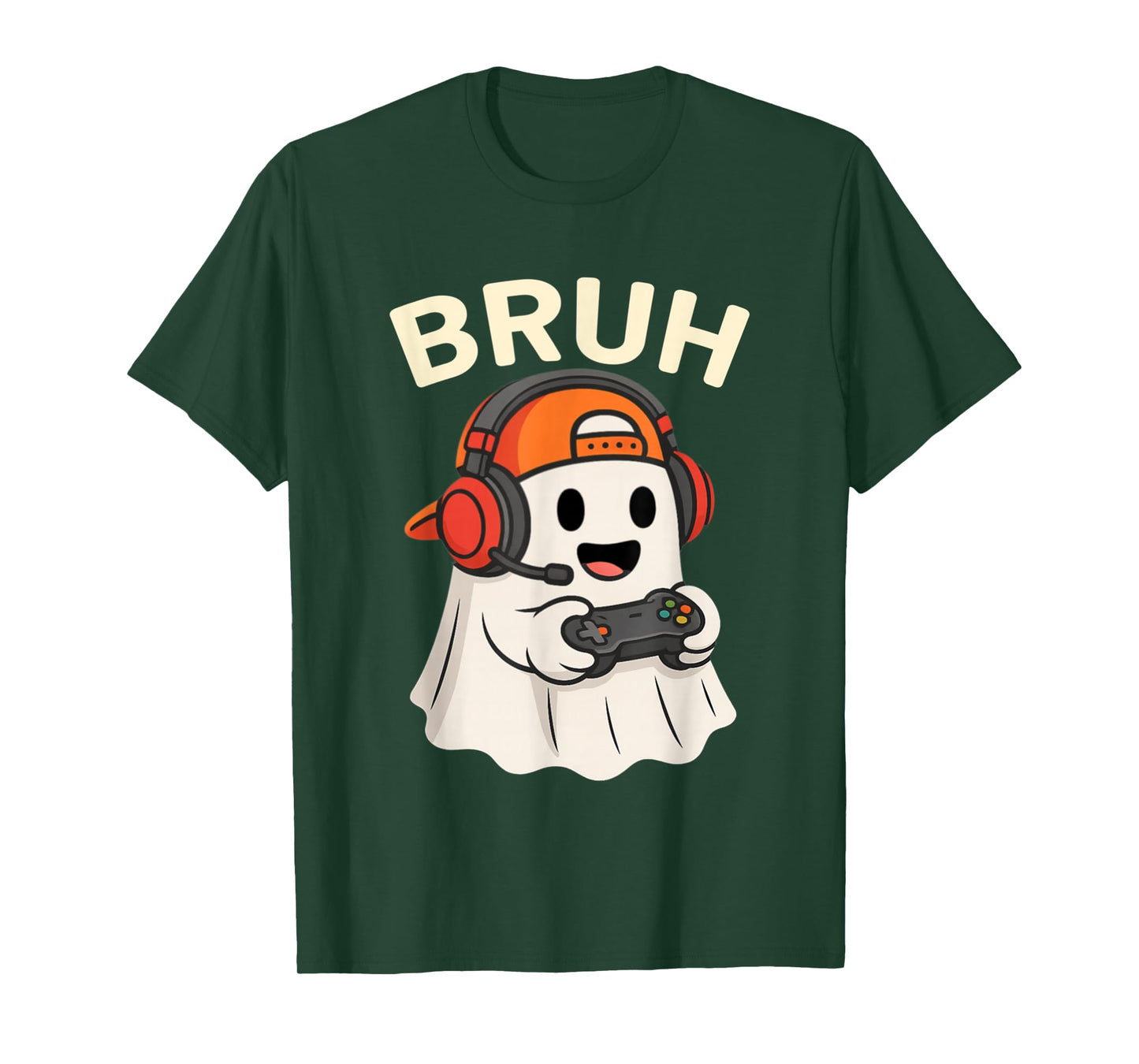 Bruh Halloween Ghost Gamer Funny Video Gaming Boys Men Kids T-Shirt