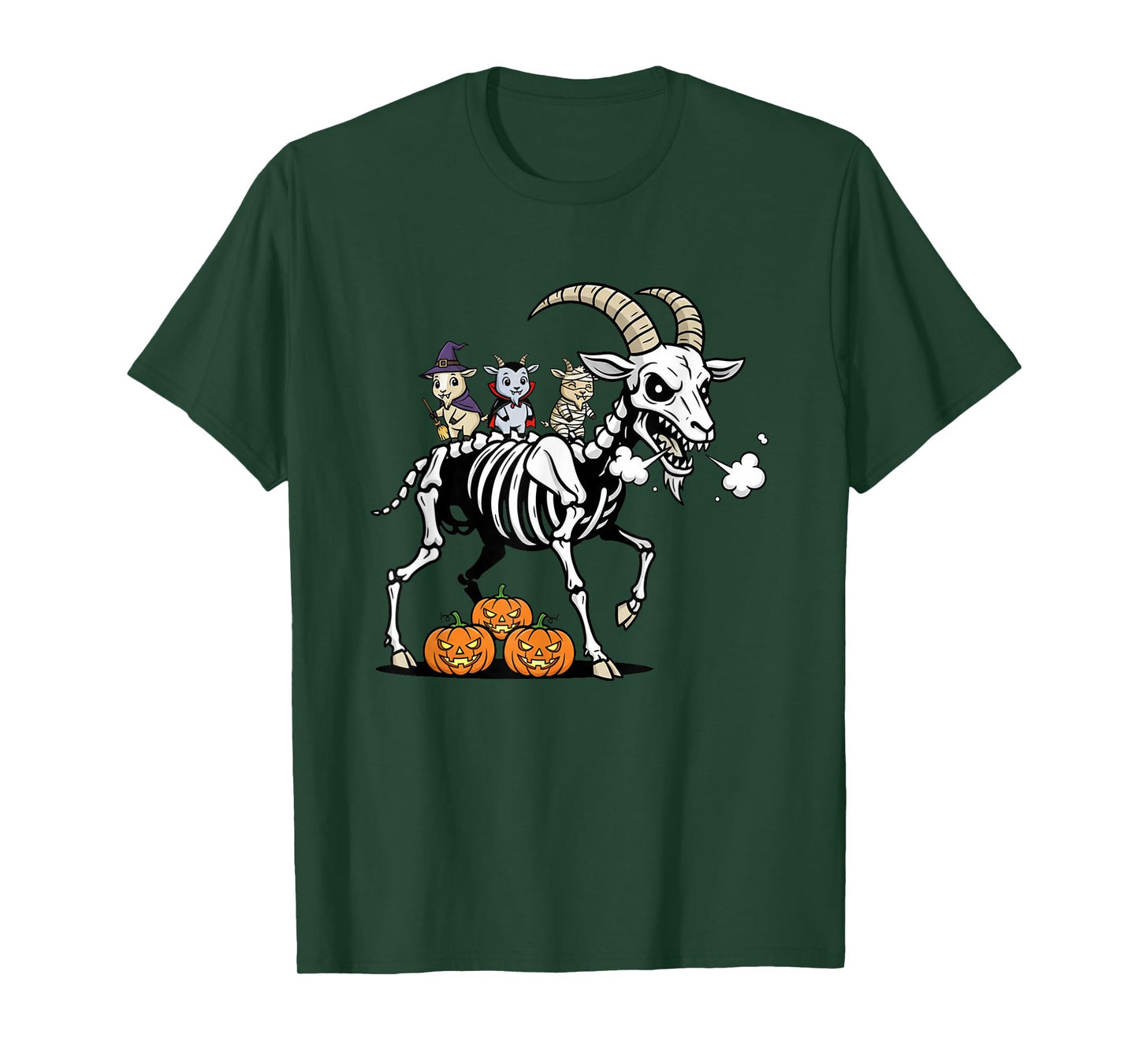 Funny Goat Skeleton Mummy Witch Halloween Kids Mens Womens T-Shirt