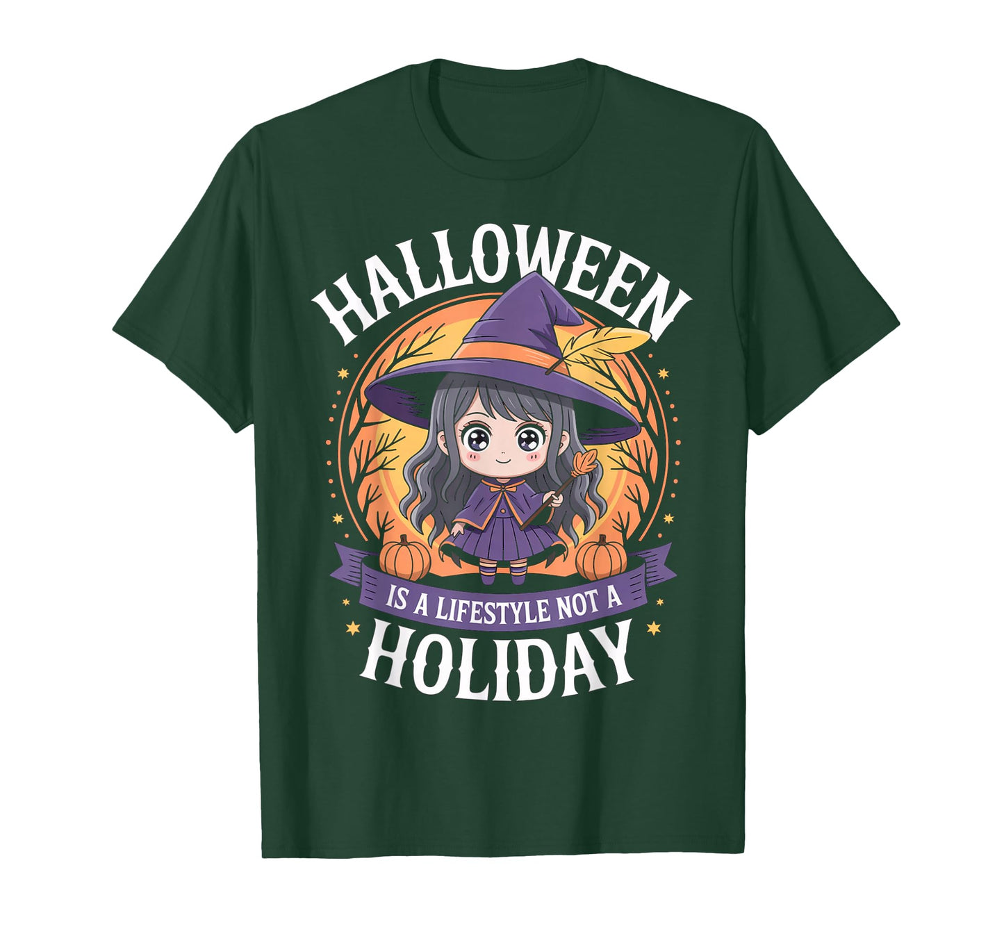 Halloween Anime Witch Chibi Lifestyle Not Holiday Girl Women T-Shirt