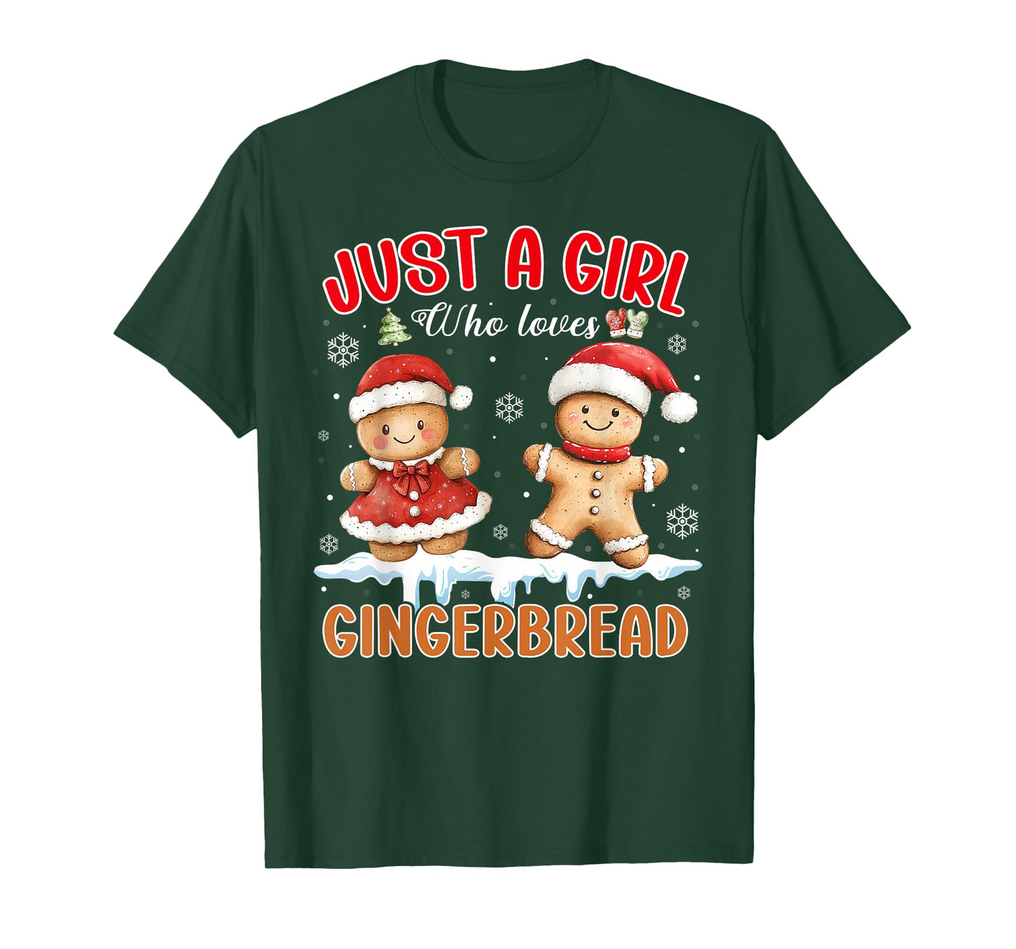 Christmas Just A Girl Who Loves Gingerbread Man Xmas Pajamas T-Shirt