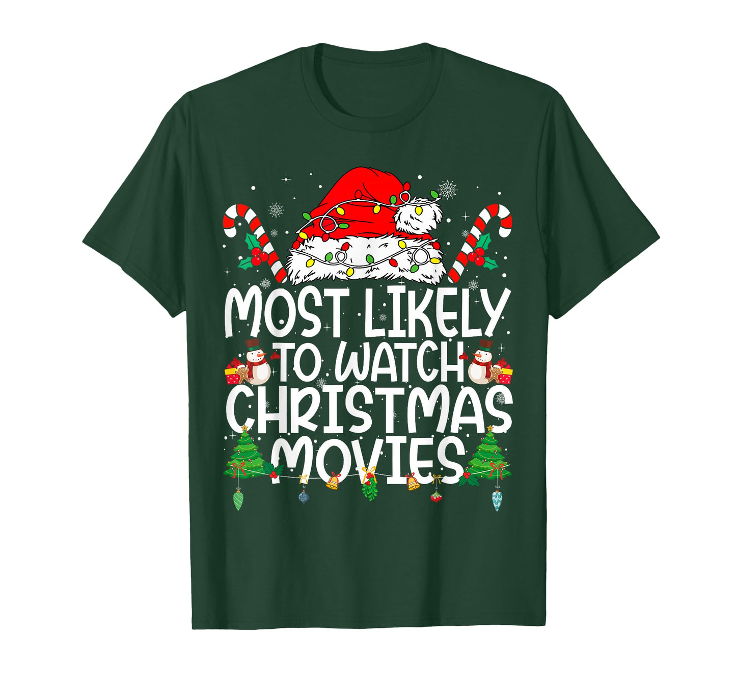 Family Matching Xmas Most Likely to Watch Christmas Movies T-Shirt