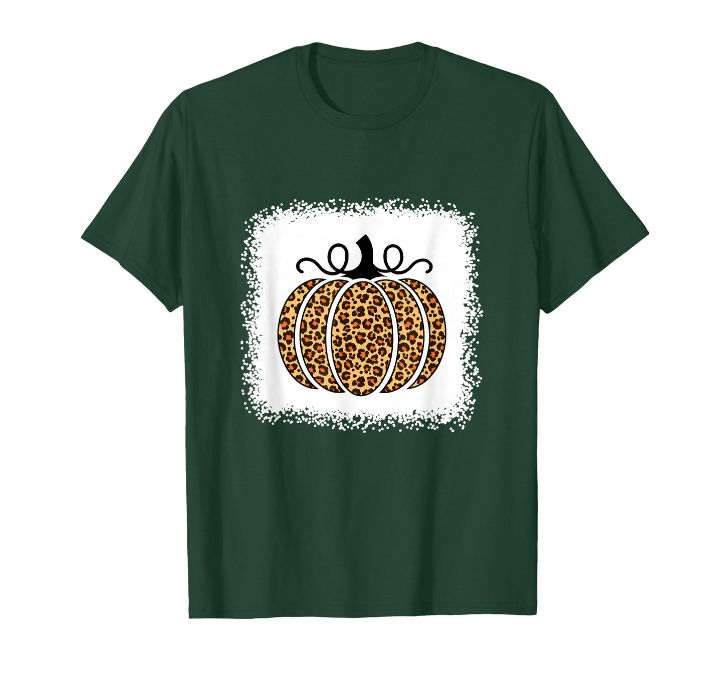 Halloween Pumpkin Bleached Leopard Print for Women Teen Girl T-Shirt