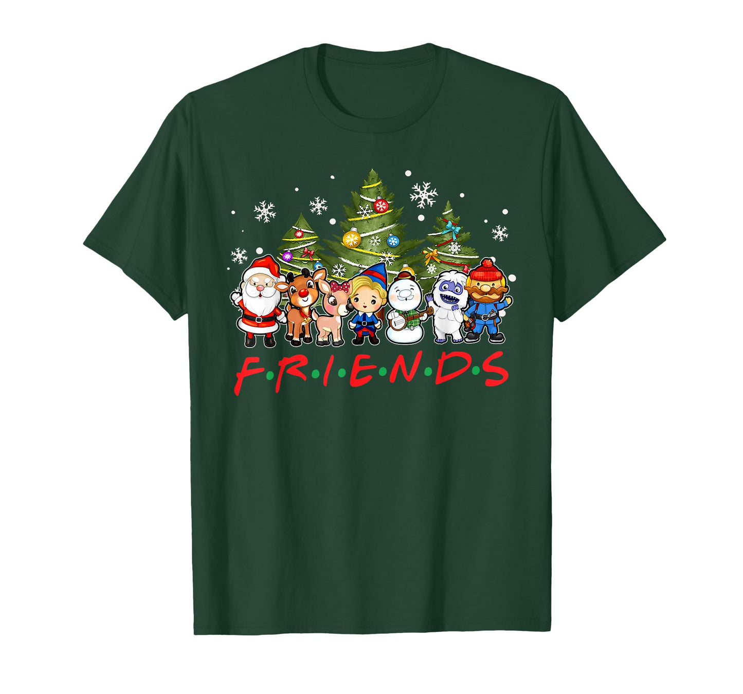 Christmas Santa Friends Rudolph Snowman Family Xmas Holiday T-Shirt