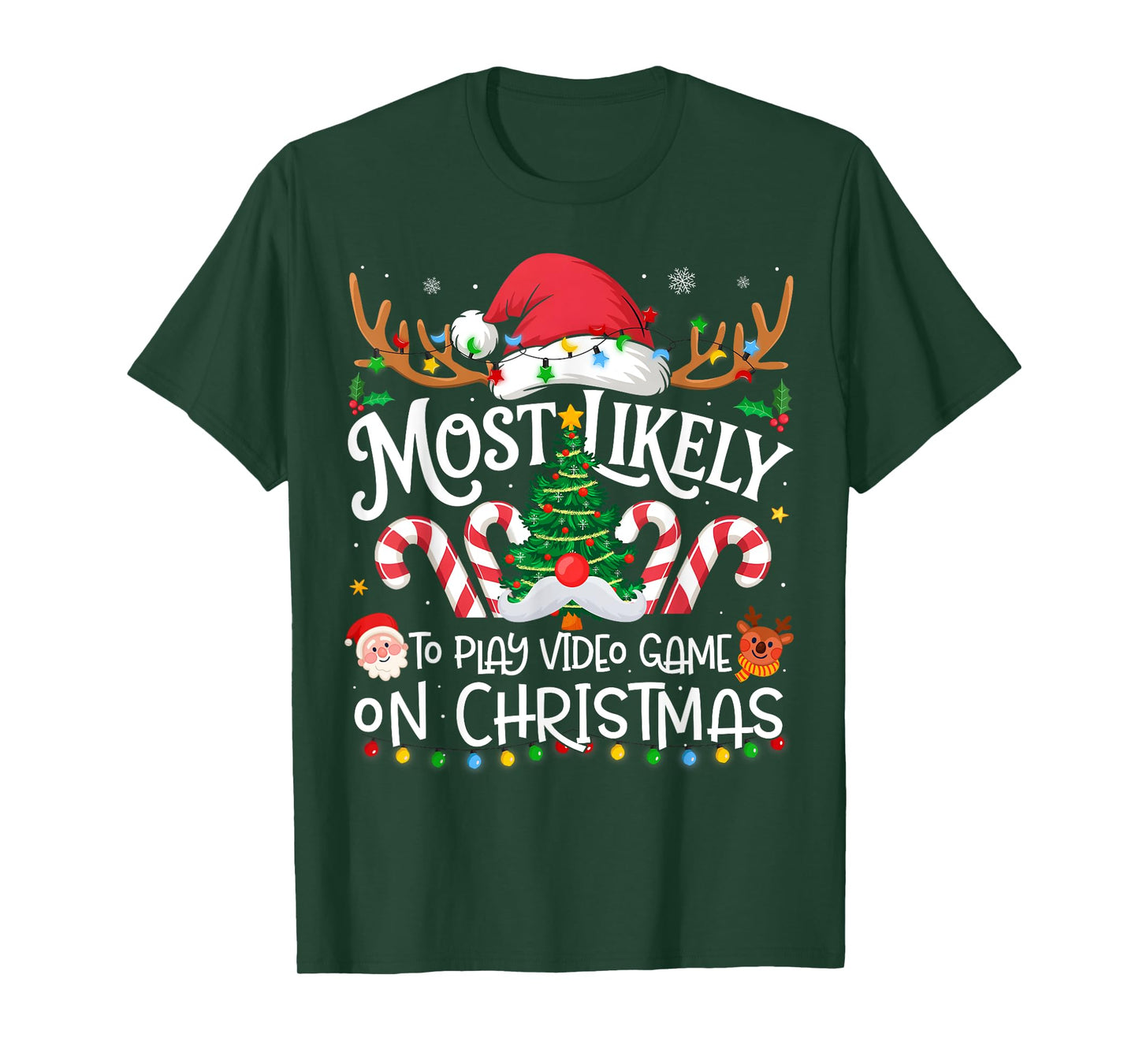Most Likely to Play Video Games On Christmas Family Matching T-Shirt