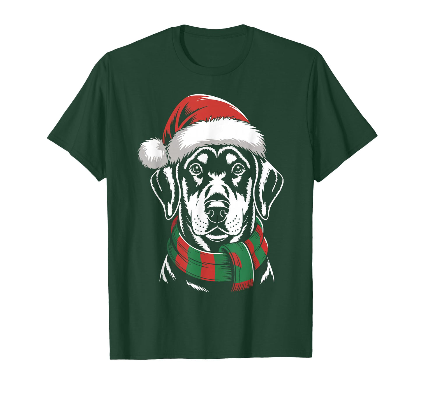 Doberman Pinscher Dog Xmas Santa Hat Scarf Christmas Costume T-Shirt