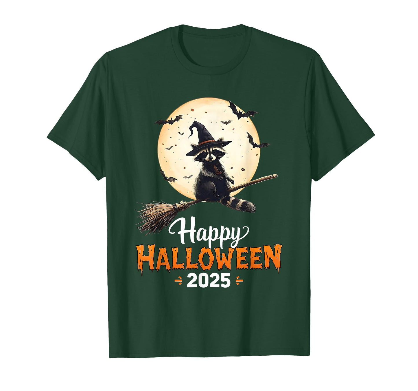 Funny Witch Raccoon Candy Spooky Ghost Halloween Costume T-Shirt