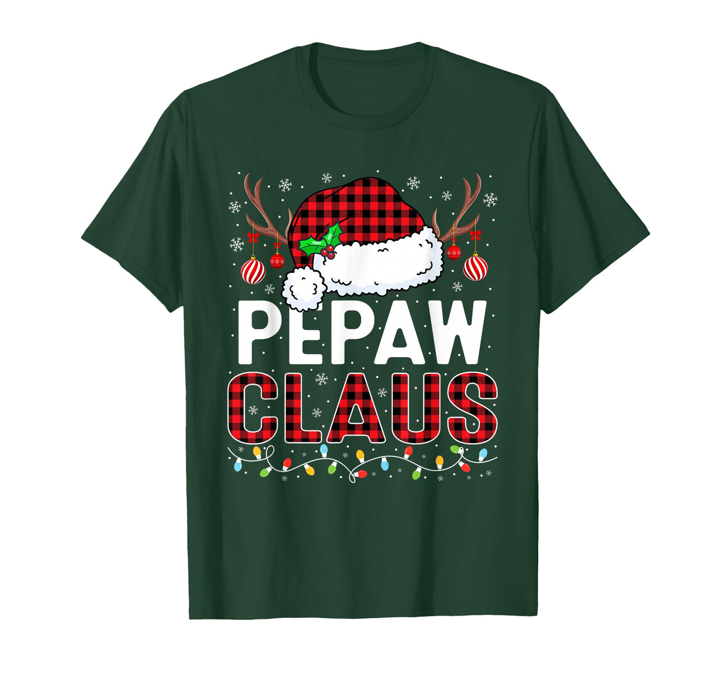 Christmas Lights Pepaw Claus Family Matching Xmas Pajama T-Shirt
