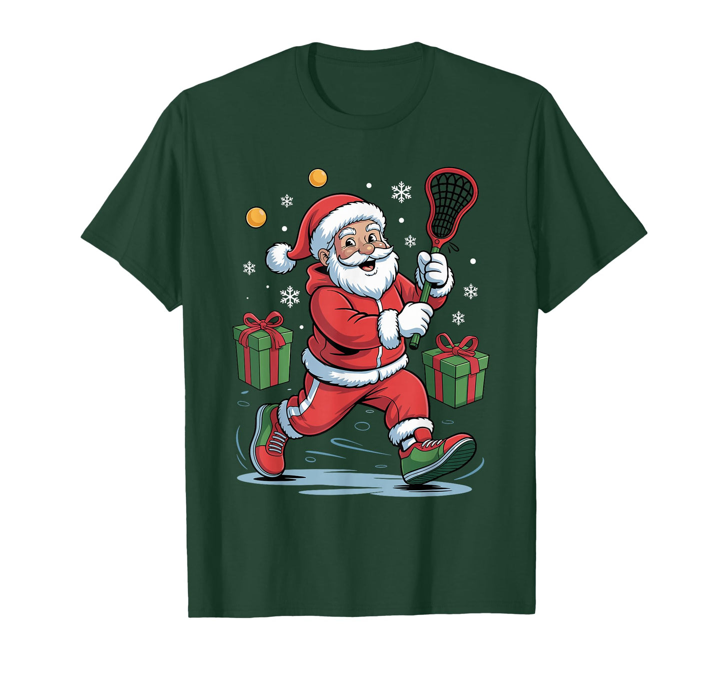 Funny Santa Playing Lacrosse Holiday Christmas Xmas Pajama T-Shirt