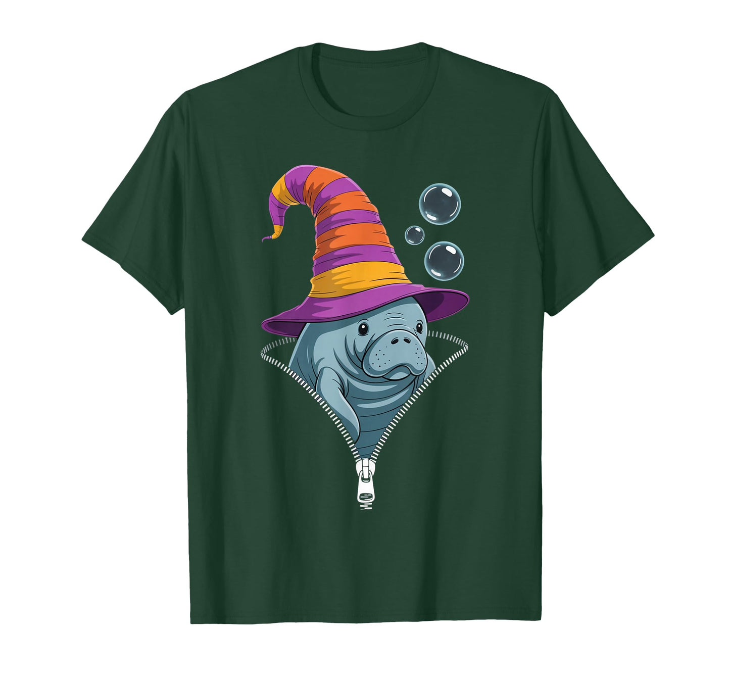 Funny Manatee Peeking Out Zipper Halloween Costume T-Shirt