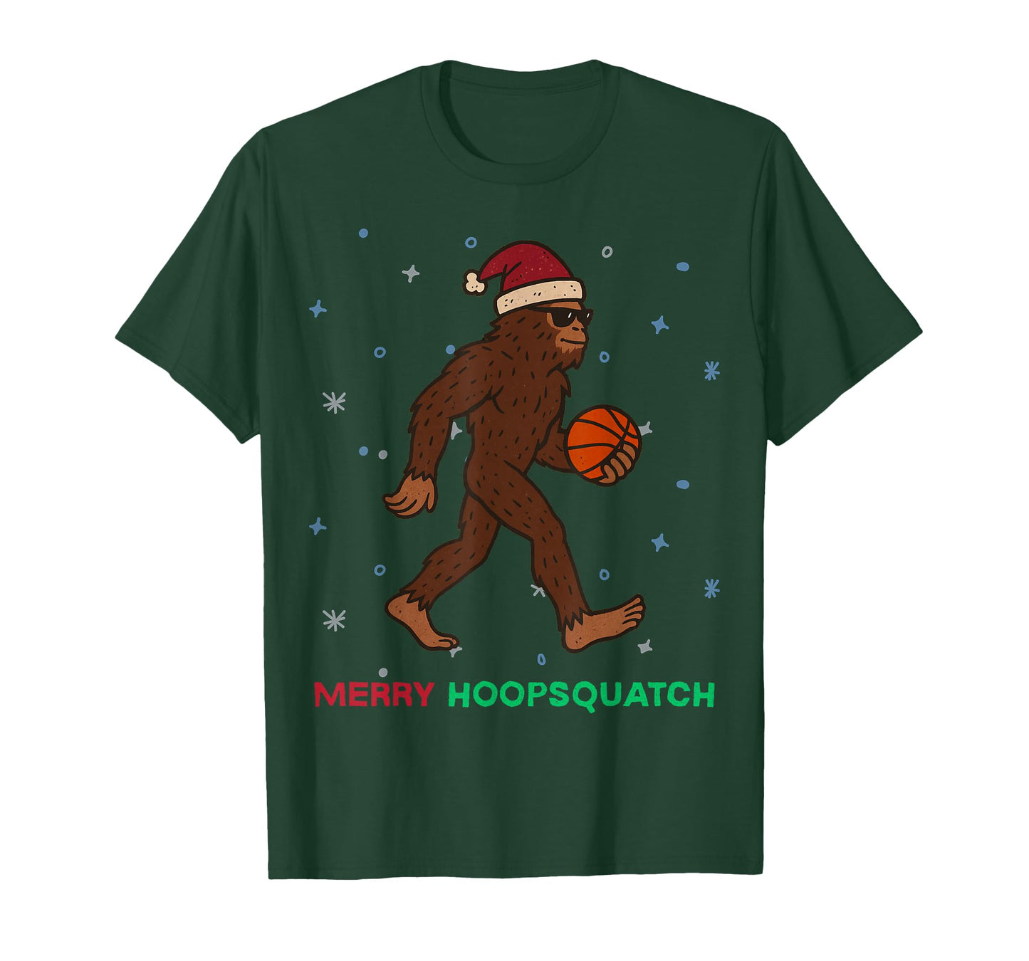 Sasquatch Basketball Xmas Holiday Funny Christmas T-Shirt