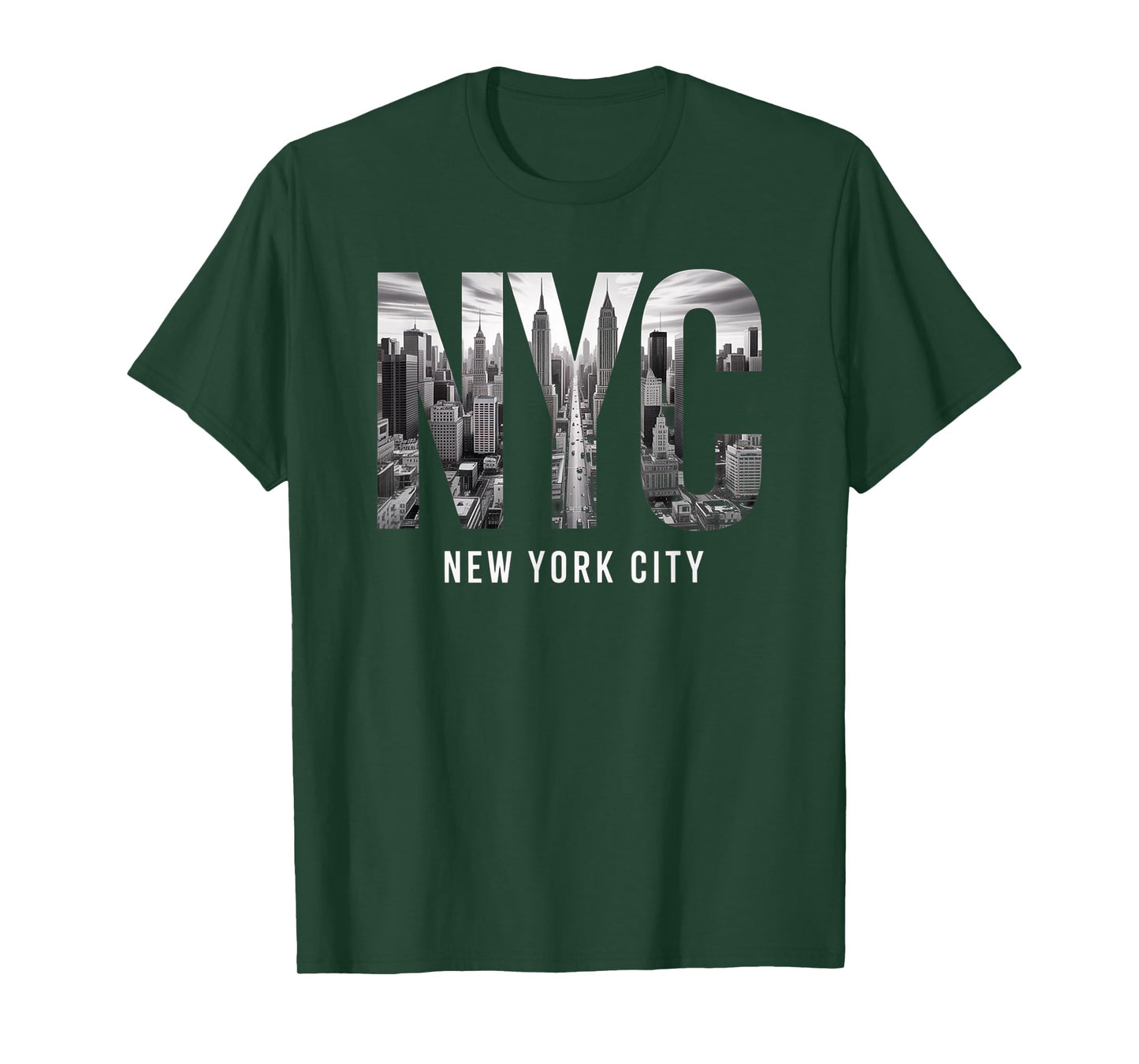 New York City Skyline Black and White Modern Typography T-Shirt