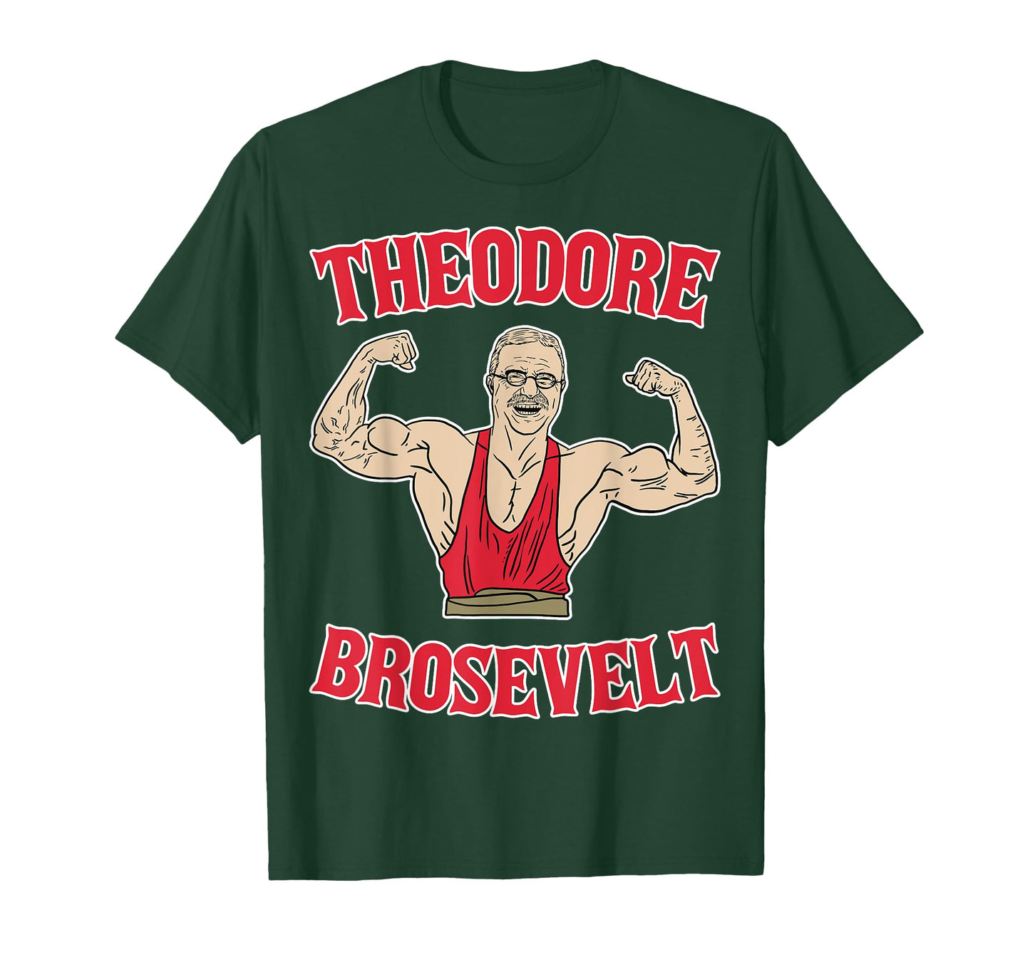Teddy Brosevelt Theodore Roosevelt Body Building USA Flag T-Shirt