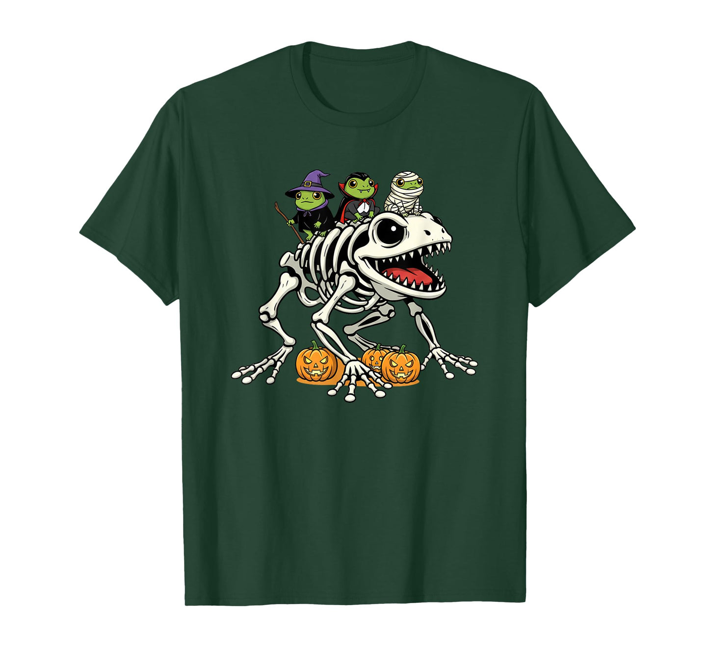Funny Frog Skeleton Mummy Witch Halloween Kids Mens Womens T-Shirt