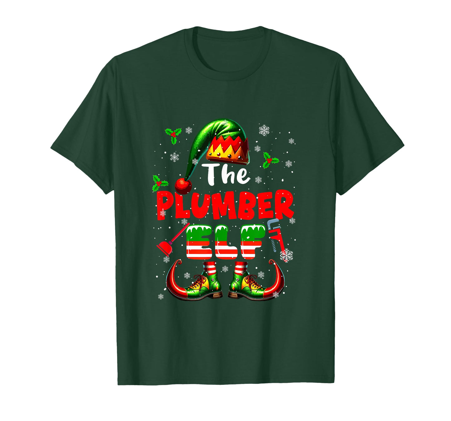 The Plumber Elf Christmas Funny Job Team Matching Parties T-Shirt