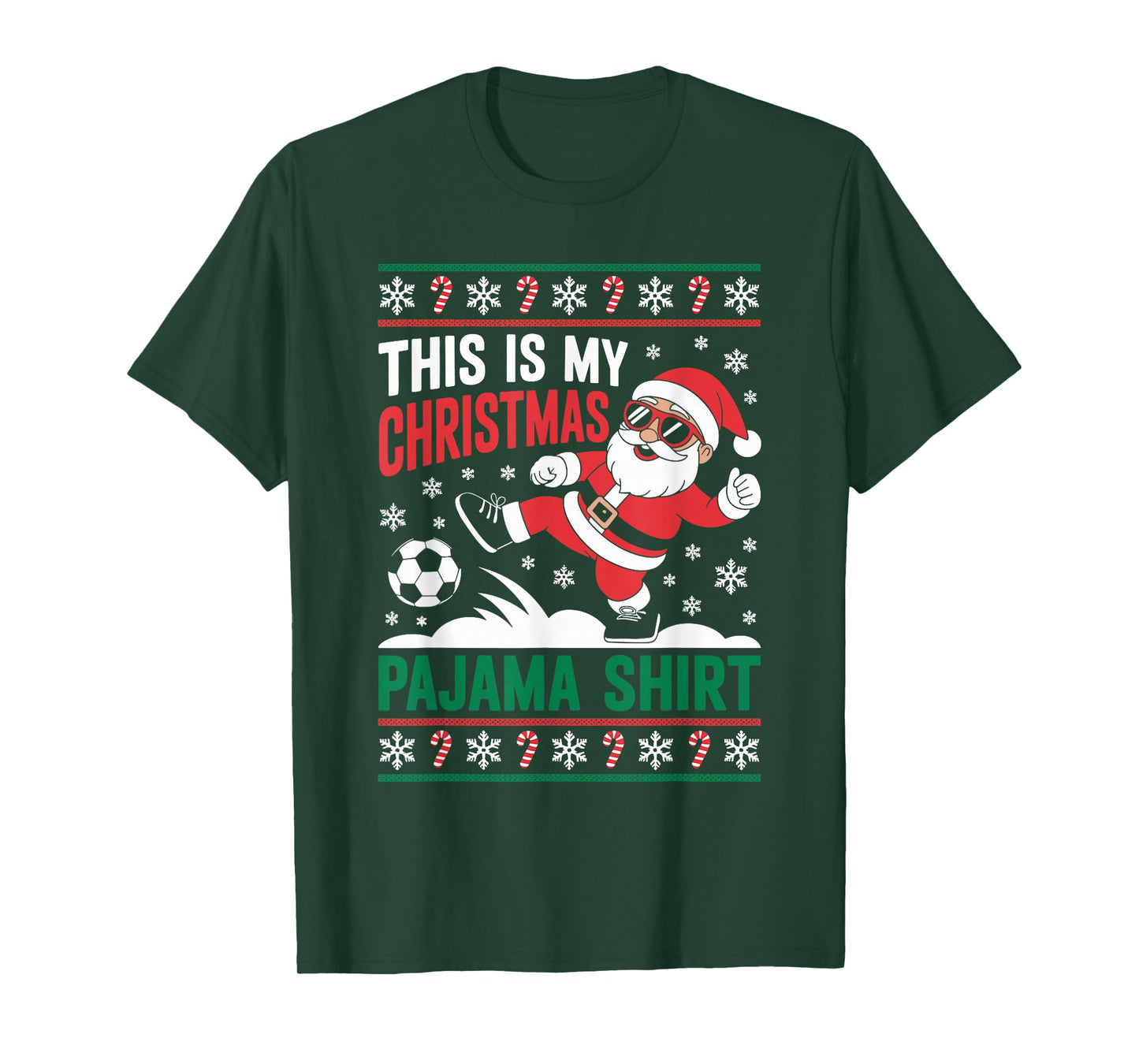 Santa Claus Soccer Player Ugly Christmas Sweater Kids Men T-Shirt