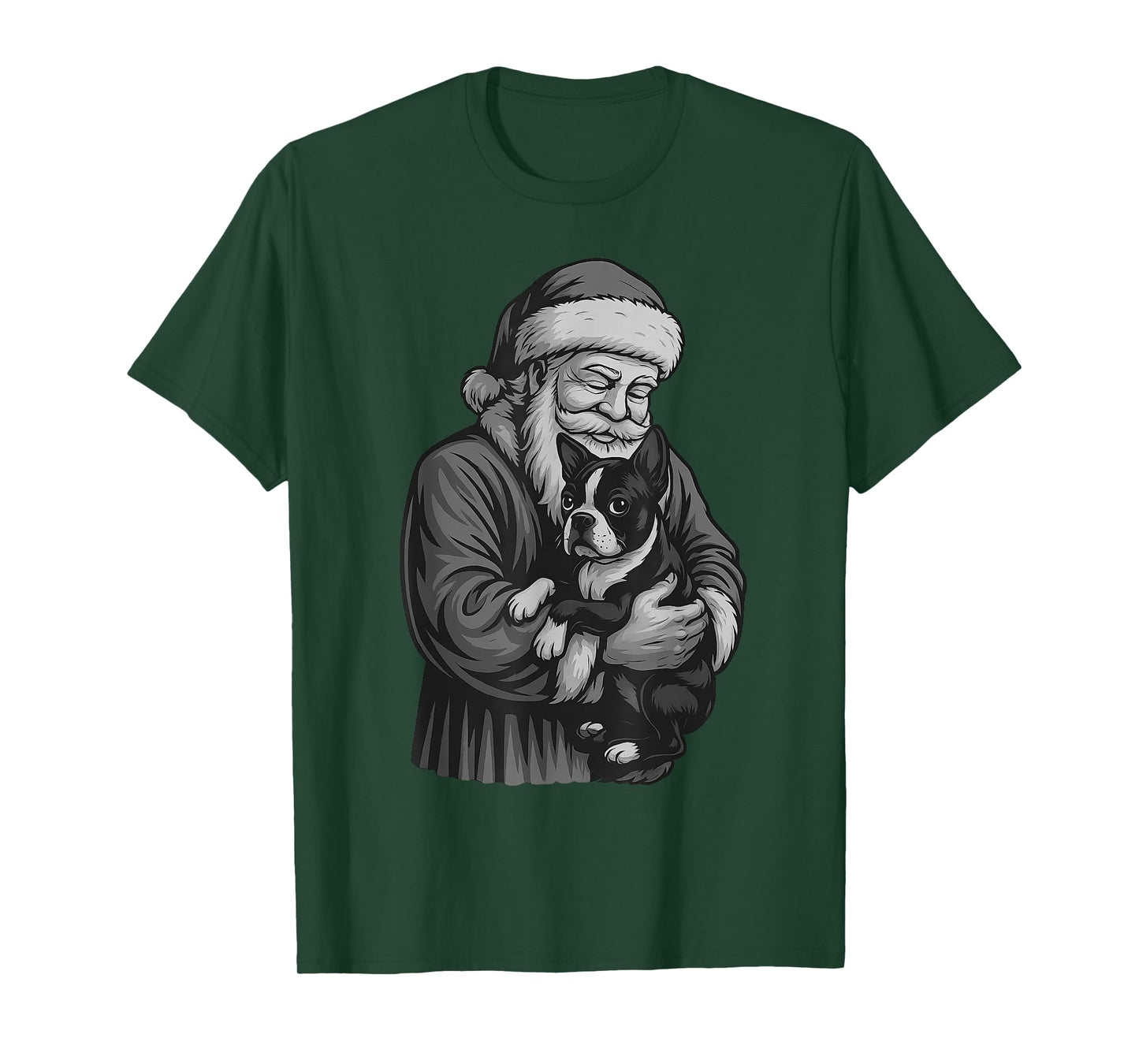 Boston Terrier Santa Claus Christmas Dog Lover T-Shirt