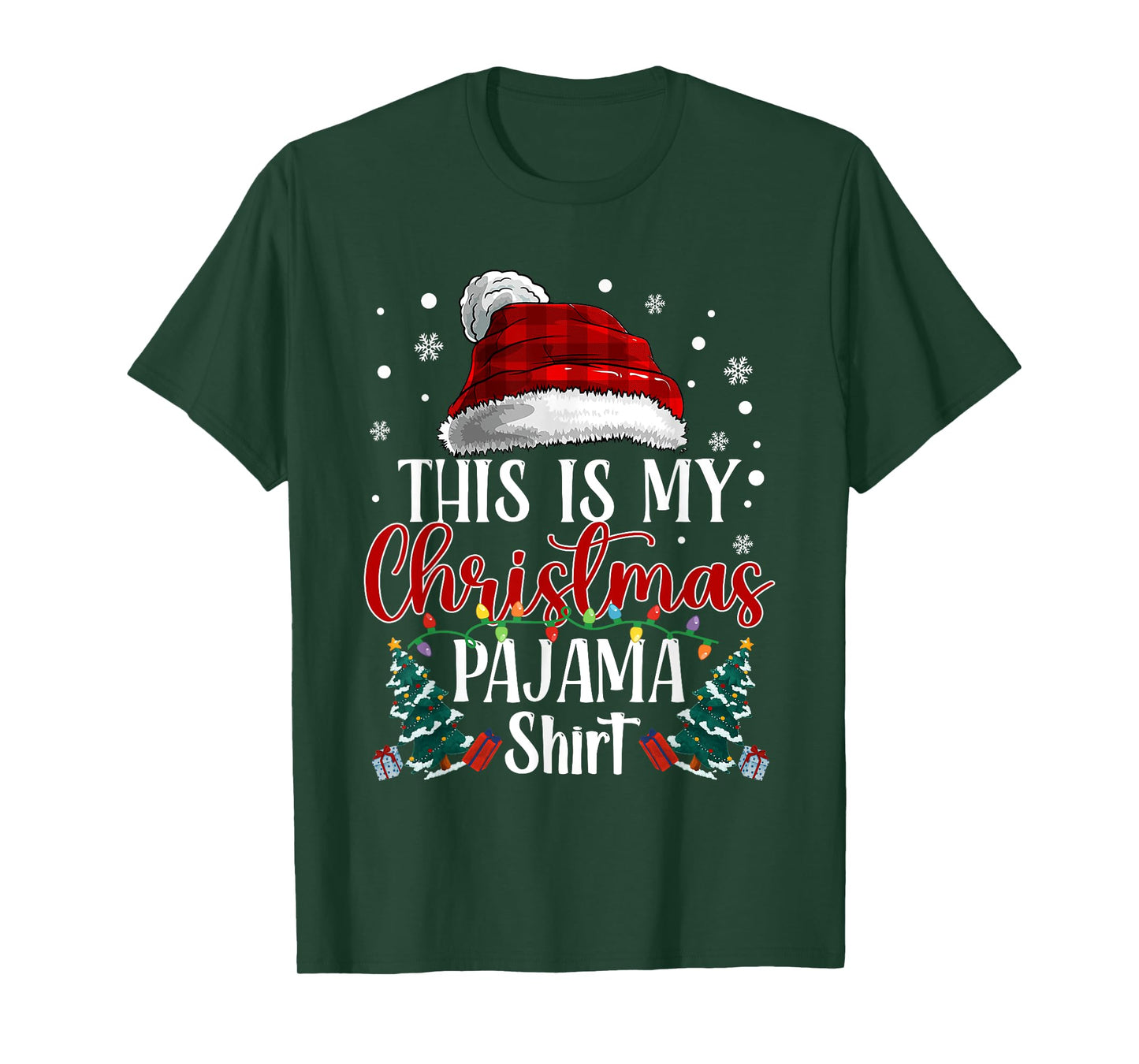 This is My Christmas Pajama Shirt Santa Hat Buffalo Plaid T-Shirt
