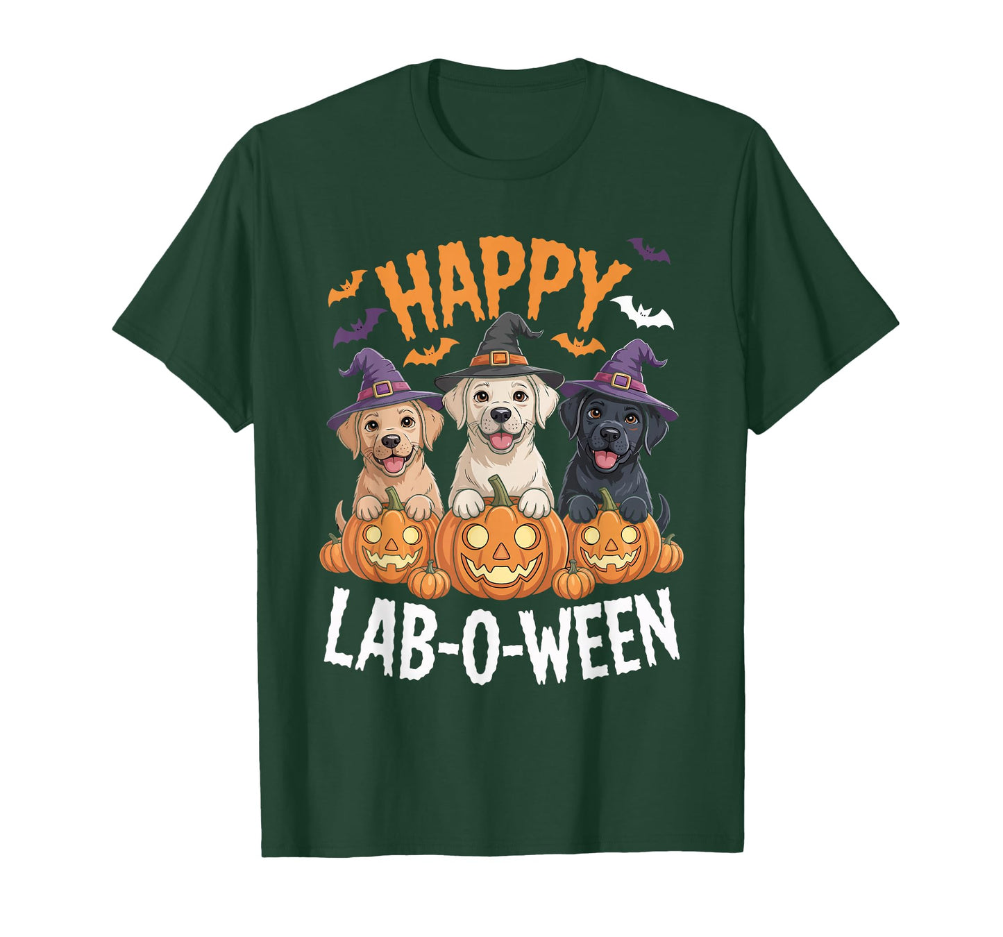 Happy Lab-O-Ween Labrador Dog Spooky Dog Lover Graphic T-Shirt
