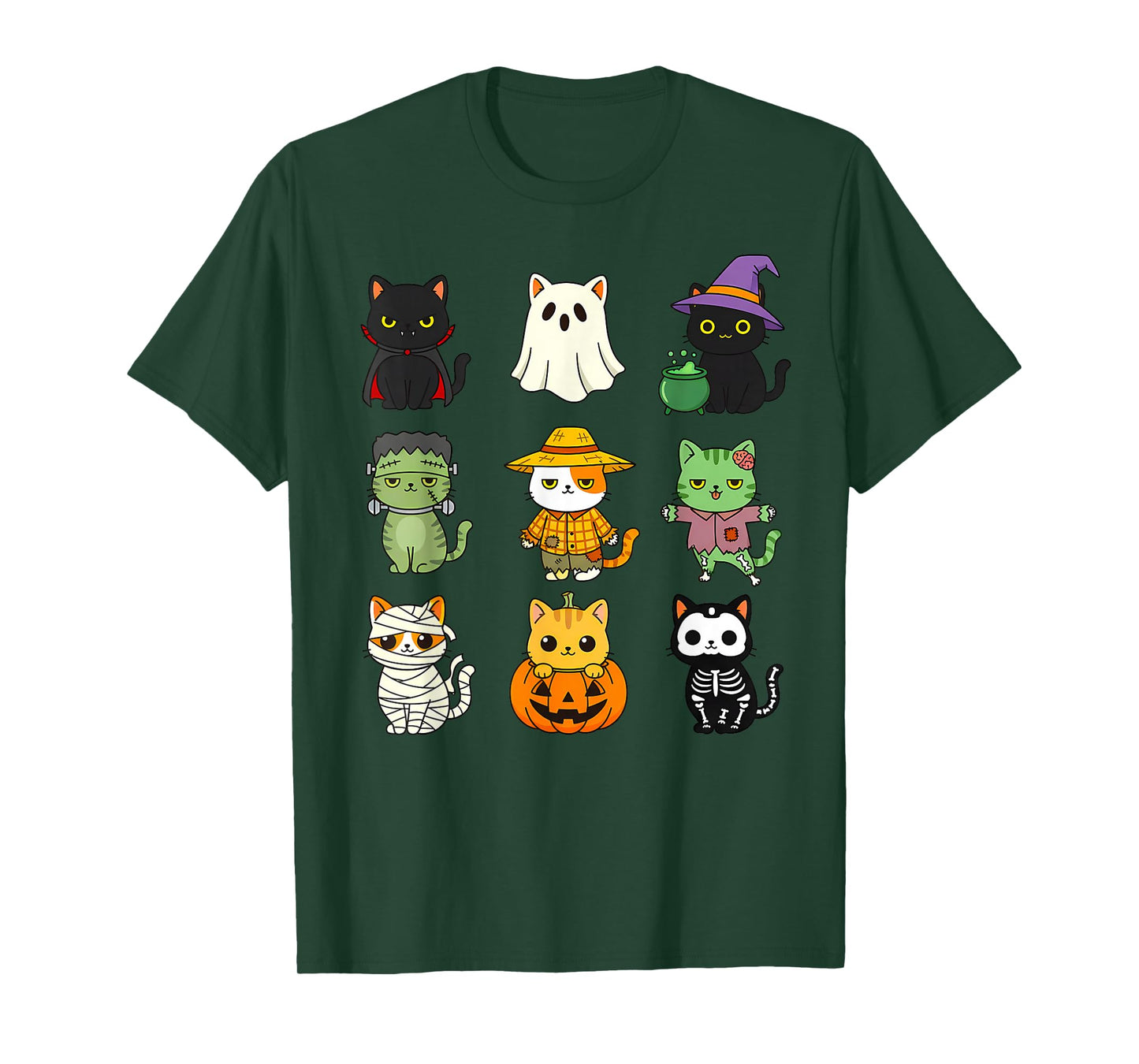 Cute Cat Halloween Costume Spooky Feline Kids Kawaii Kitten T-Shirt
