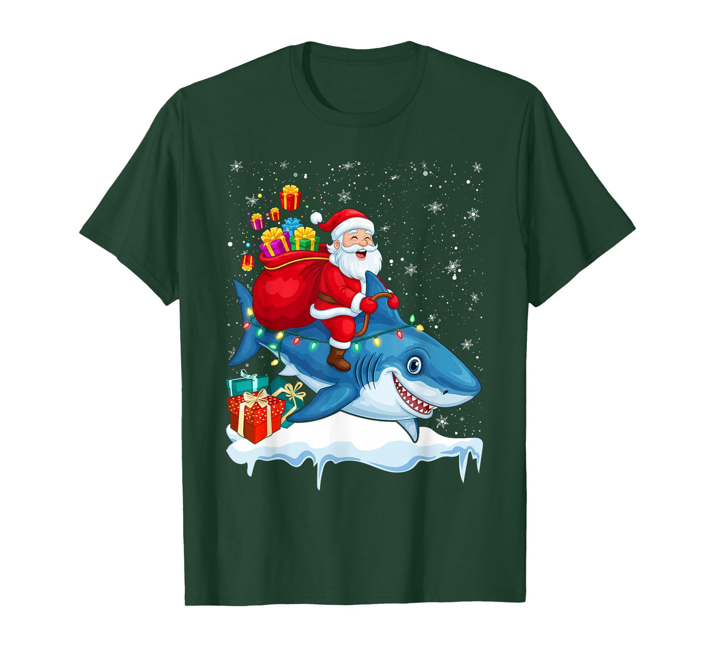 Shark Christmas Men Boys Lover Santa Claus T-Shirt
