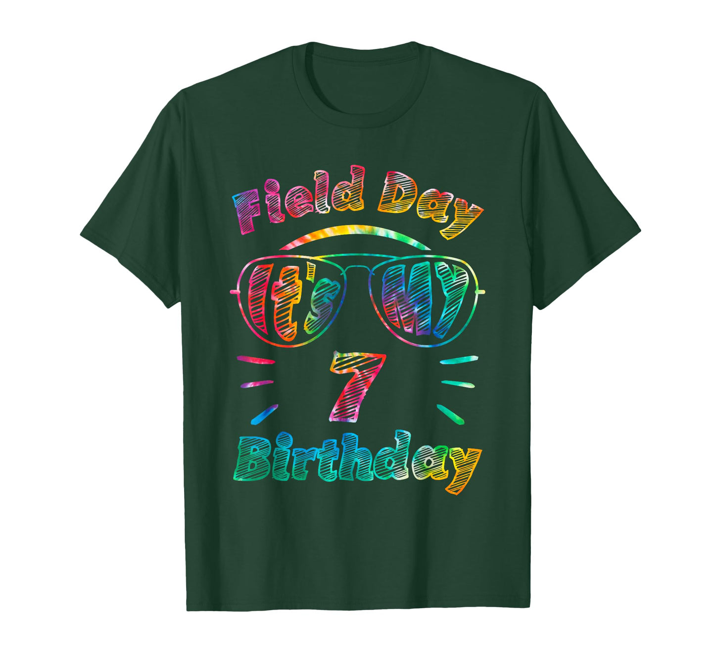 Field Day Is My 7th Birthday Seven Birthday Kids Tie Dye T-Shirt