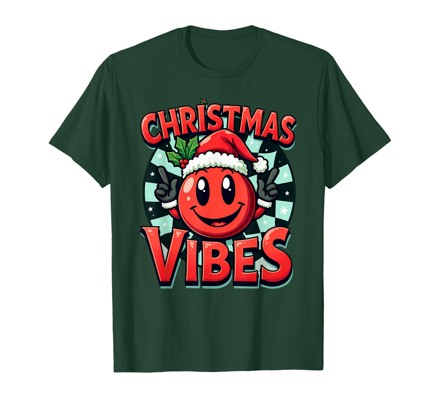 Santa Hat Smile Emoticon Christmas Vibes T-Shirt