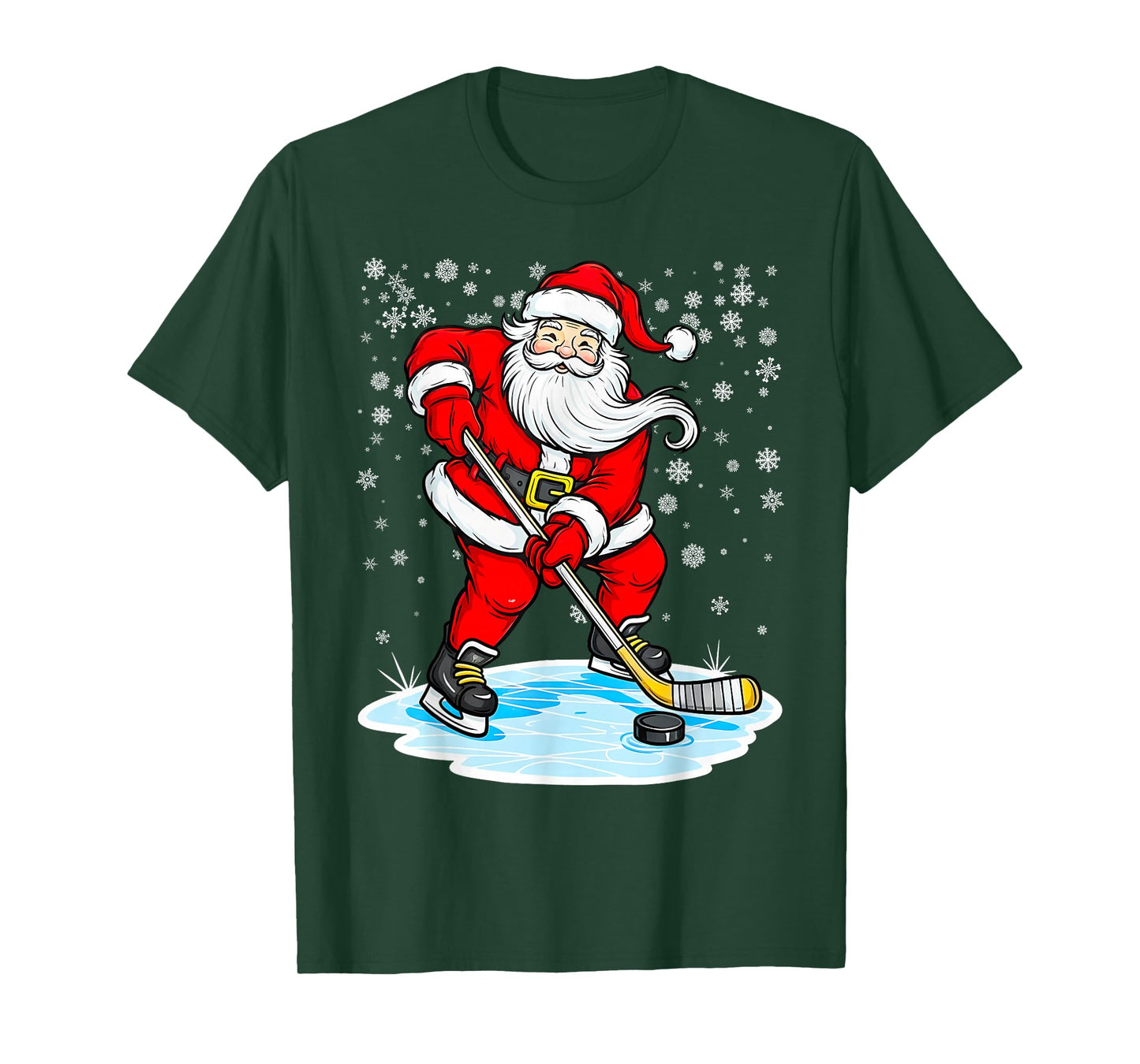 Ice Hockey Santa Claus Christmas Player Coach Team Dad T-Shirt