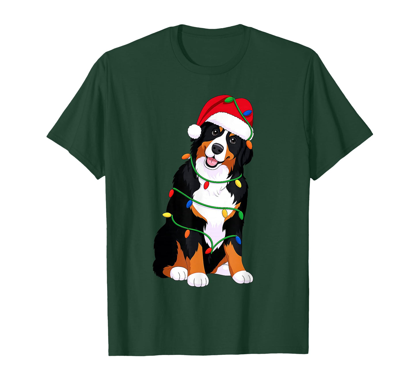 Bernese Mountain Dog Christmas Tree Lights Holiday Dog Lover T-Shirt