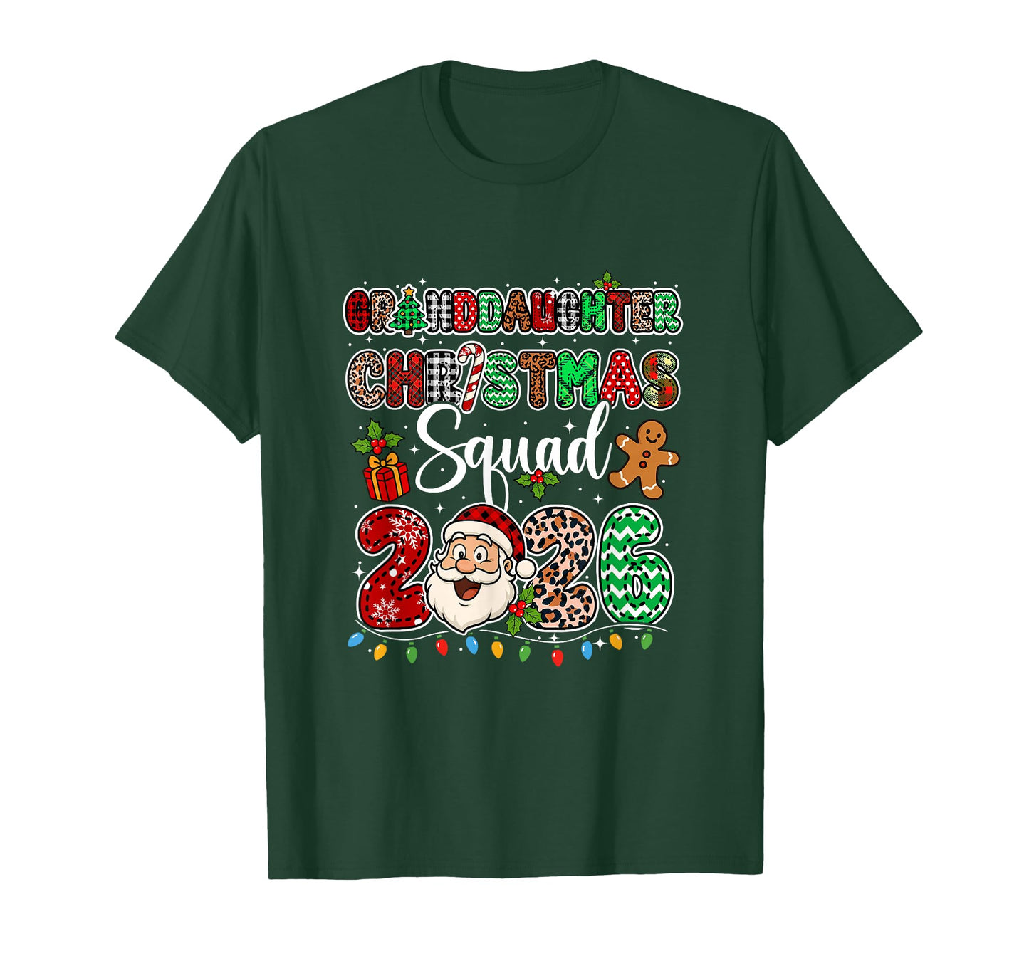 Grandddaughter Christmas Crew 2026 Leopard Santa Family T-Shirt