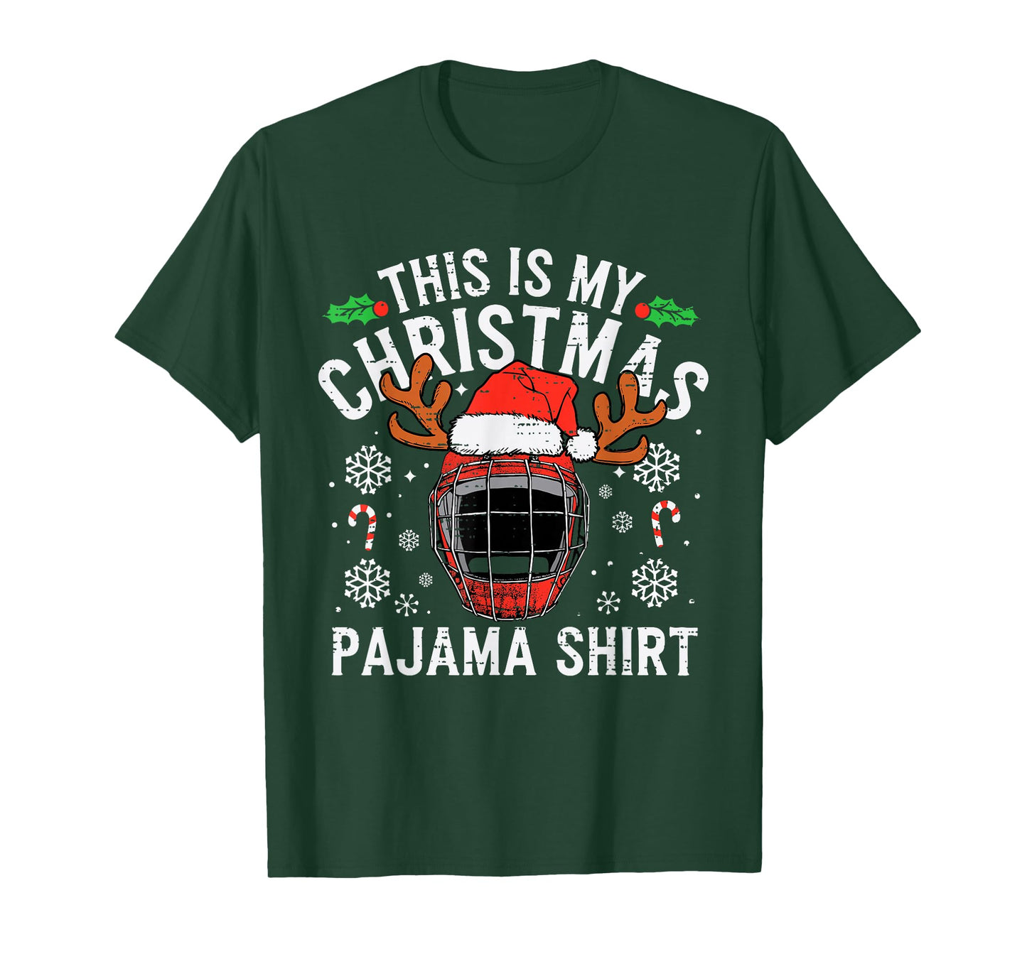 This Is My Hockey Christmas Pajama Shirt Sport Men Boys Kids T-Shirt