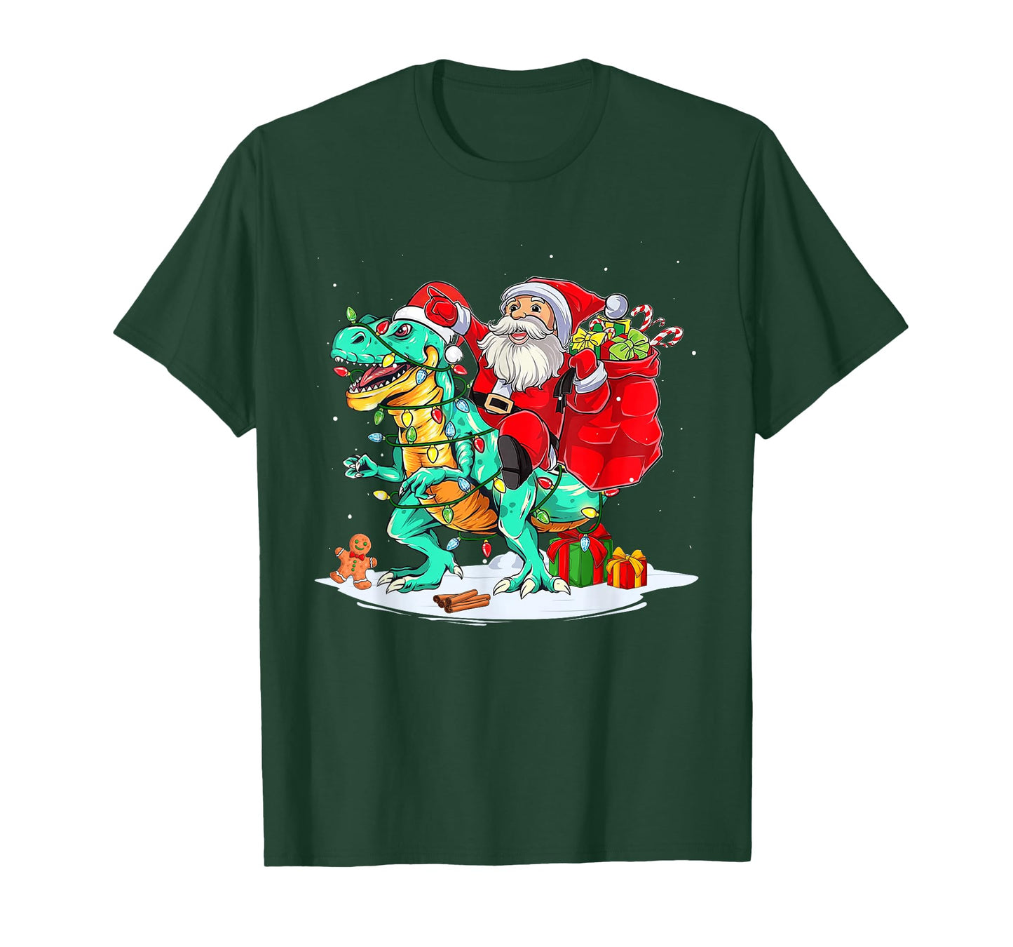 Santa Riding Dinosaur T rex Christmas Xmas Boys Kids Men T-Shirt