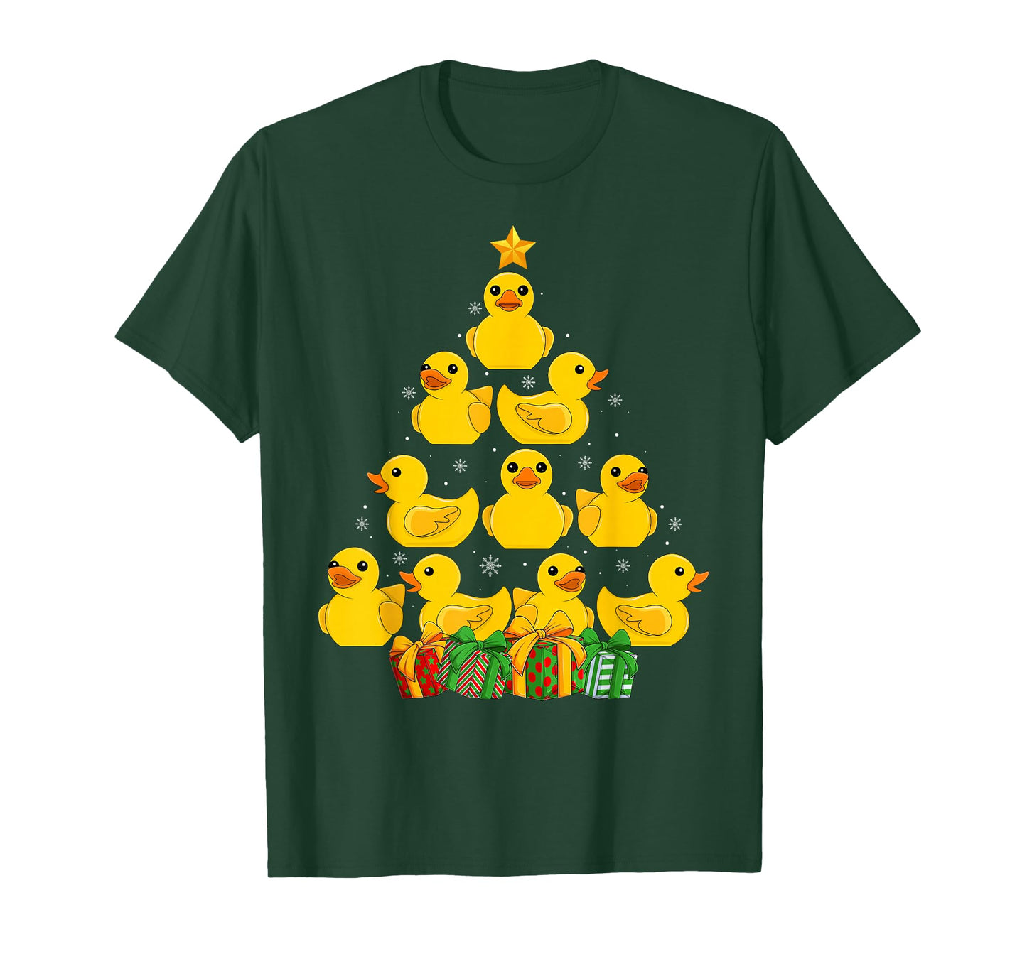 Rubber Duck Christmas Tree Pajamas Santa Hat Duck Xmas Decor T-Shirt