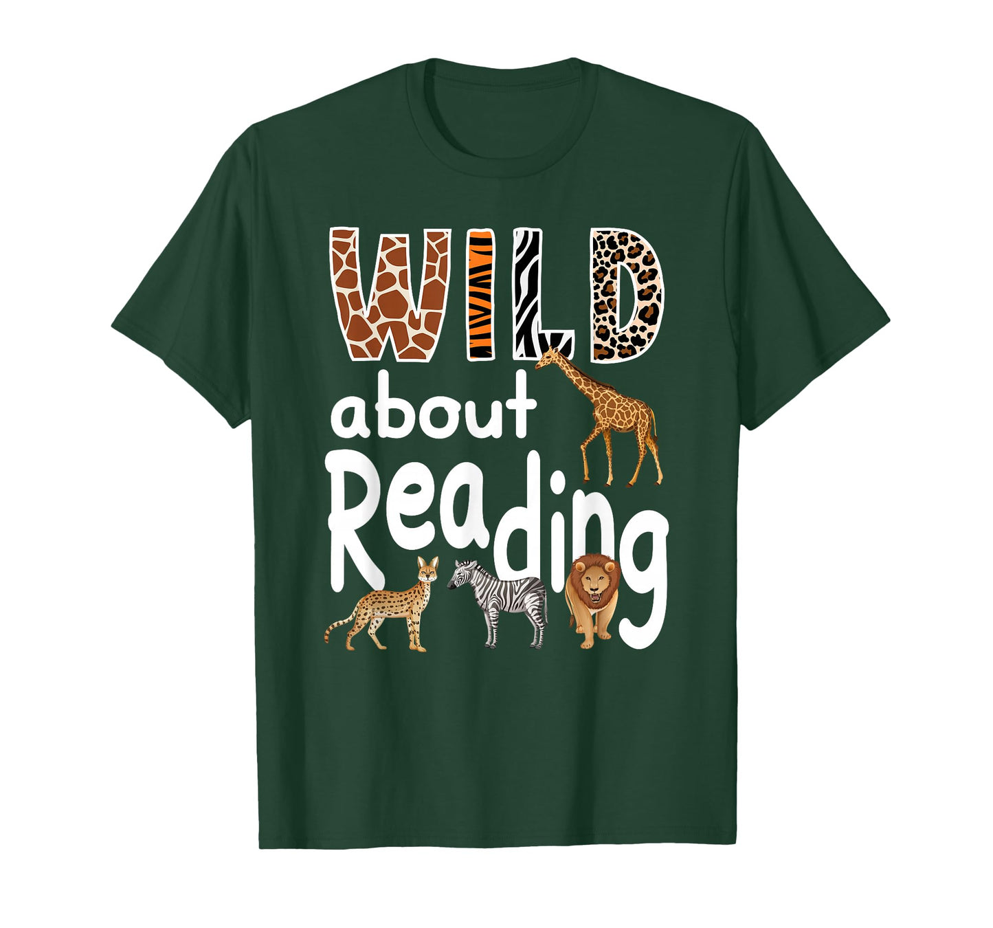 Zoo Animals Wild About Reading Books Reader Lover Librarian T-Shirt