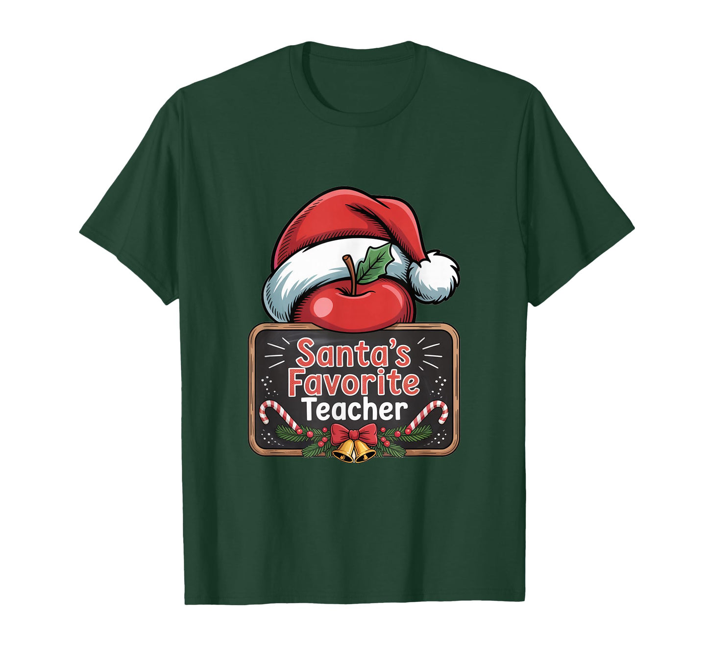 Santa’s Teacher Apple Christmas Design T-Shirt