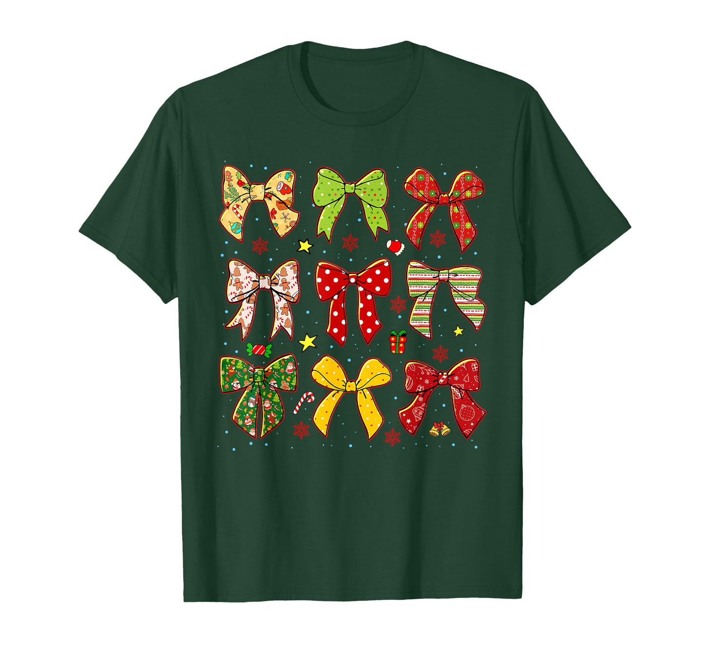 Retro Christmas Coquette Bow Santa Girl Women Kid T-Shirt