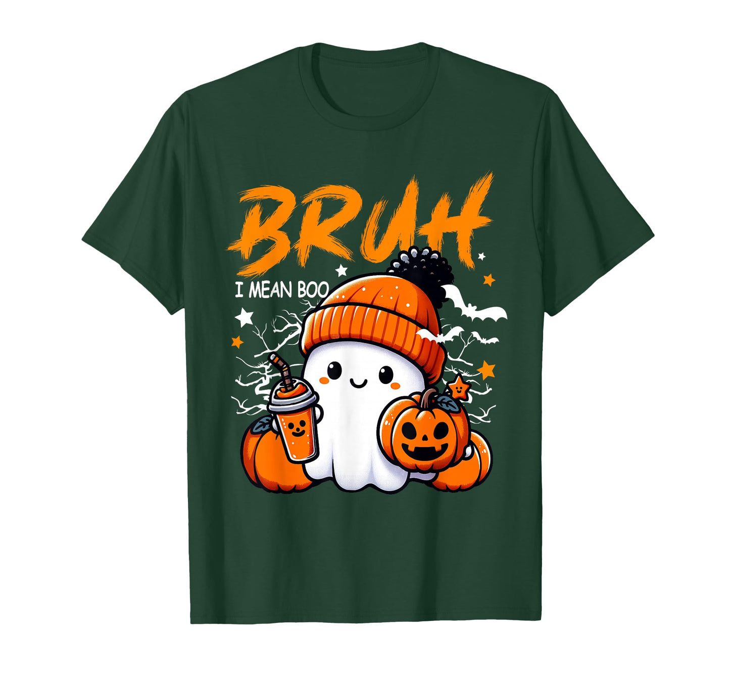 Bruh Ghost Halloween Cute Boo Trick Or Treat Candy Kids T-Shirt