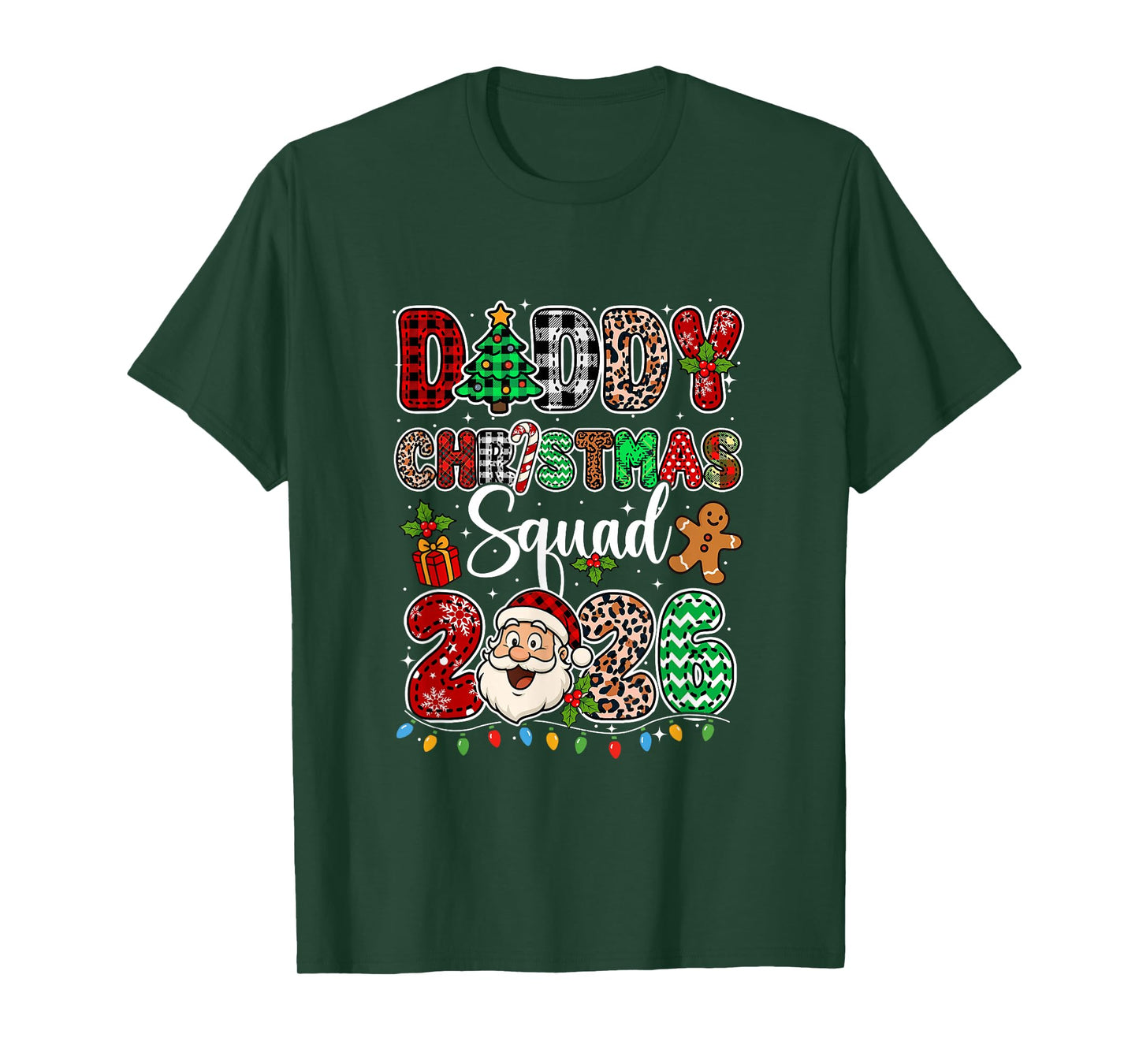 Daddy Christmas Crew 2026 Leopard Funny Santa Family Group T-Shirt