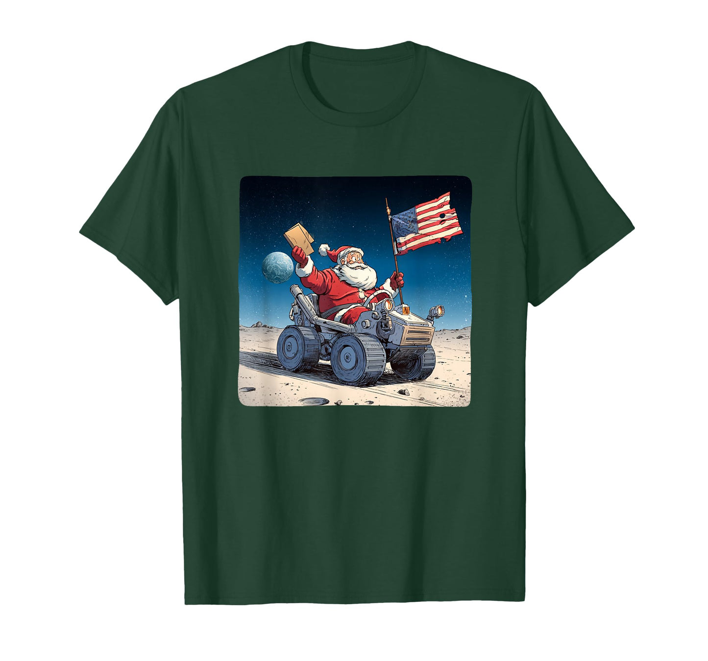 Funny Christmas on Moon with Santa Vehicle Costume T-Shirt