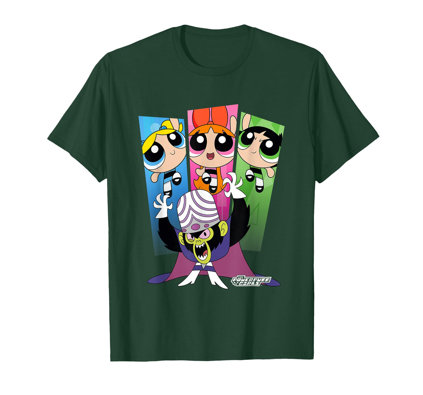 The Powerpuff Girls Mojo JoJo Group Shot Big Chest Panels T-Shirt