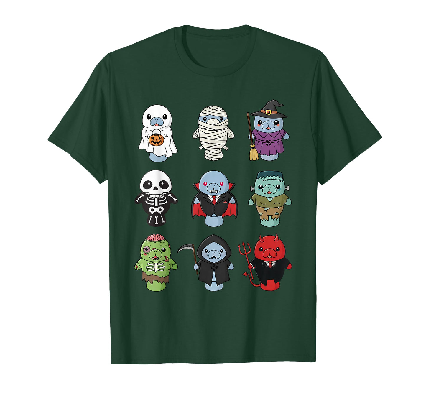Baby Manatee Ghost Zombie Witch Halloween Costume Kids T-Shirt