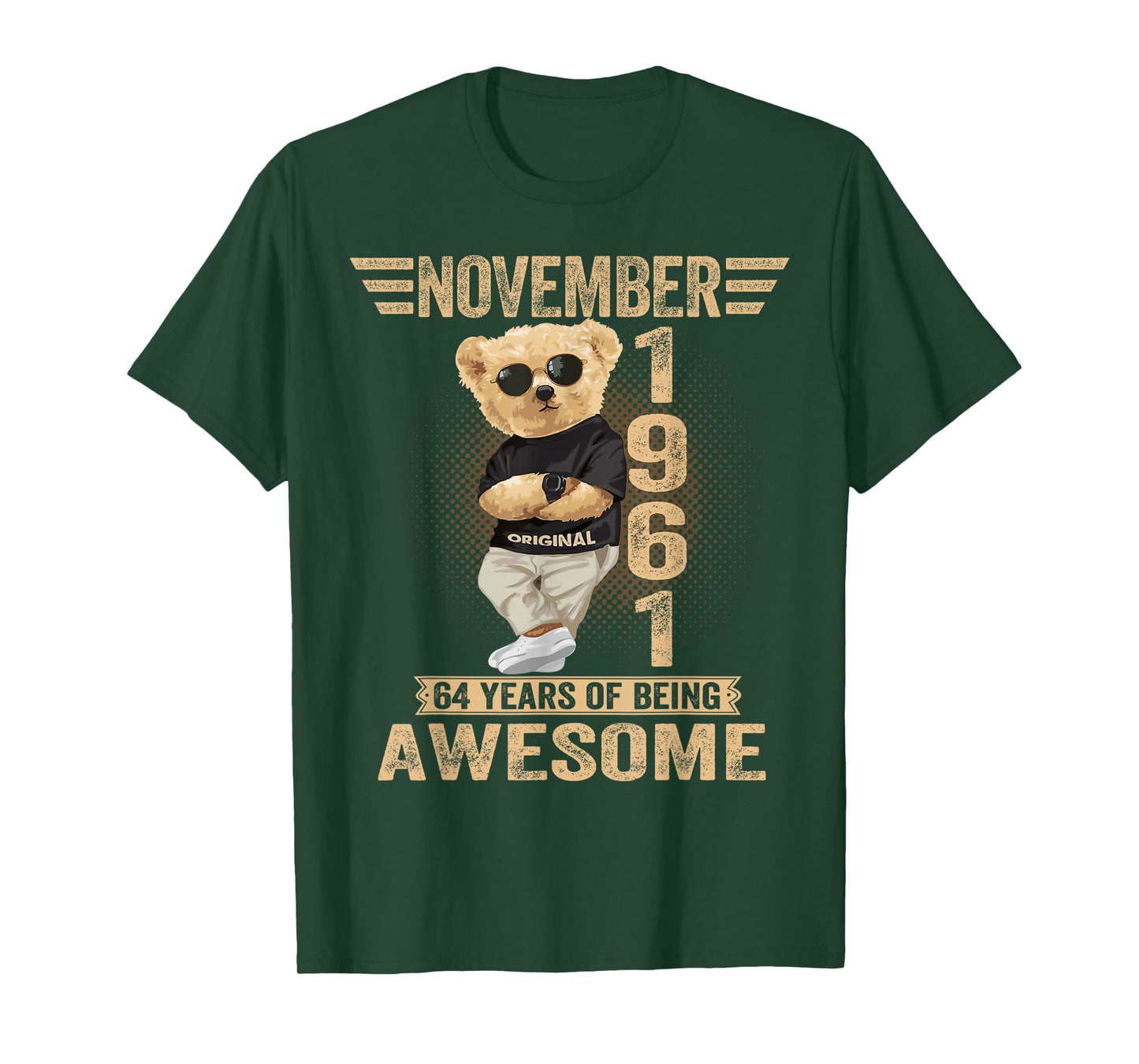 November 64th Birthday Men Women 1961 Awesome Teddy Bear T-Shirt