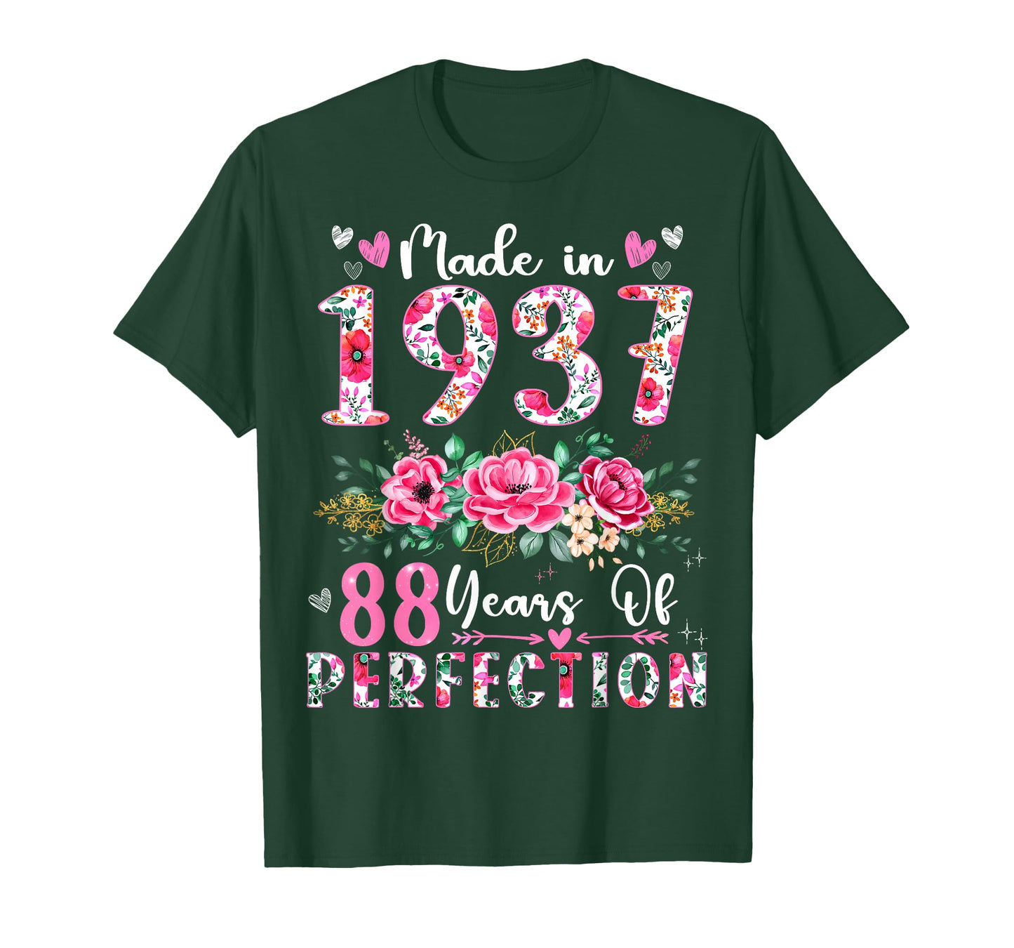 88 Year Old Made In 1937 Floral 88th Birthday Women T-Shirt
