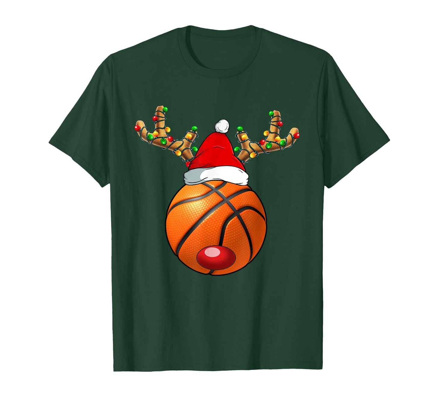 Christmas Reindeer Face Basketball Christmas Men Boys Kids T-Shirt