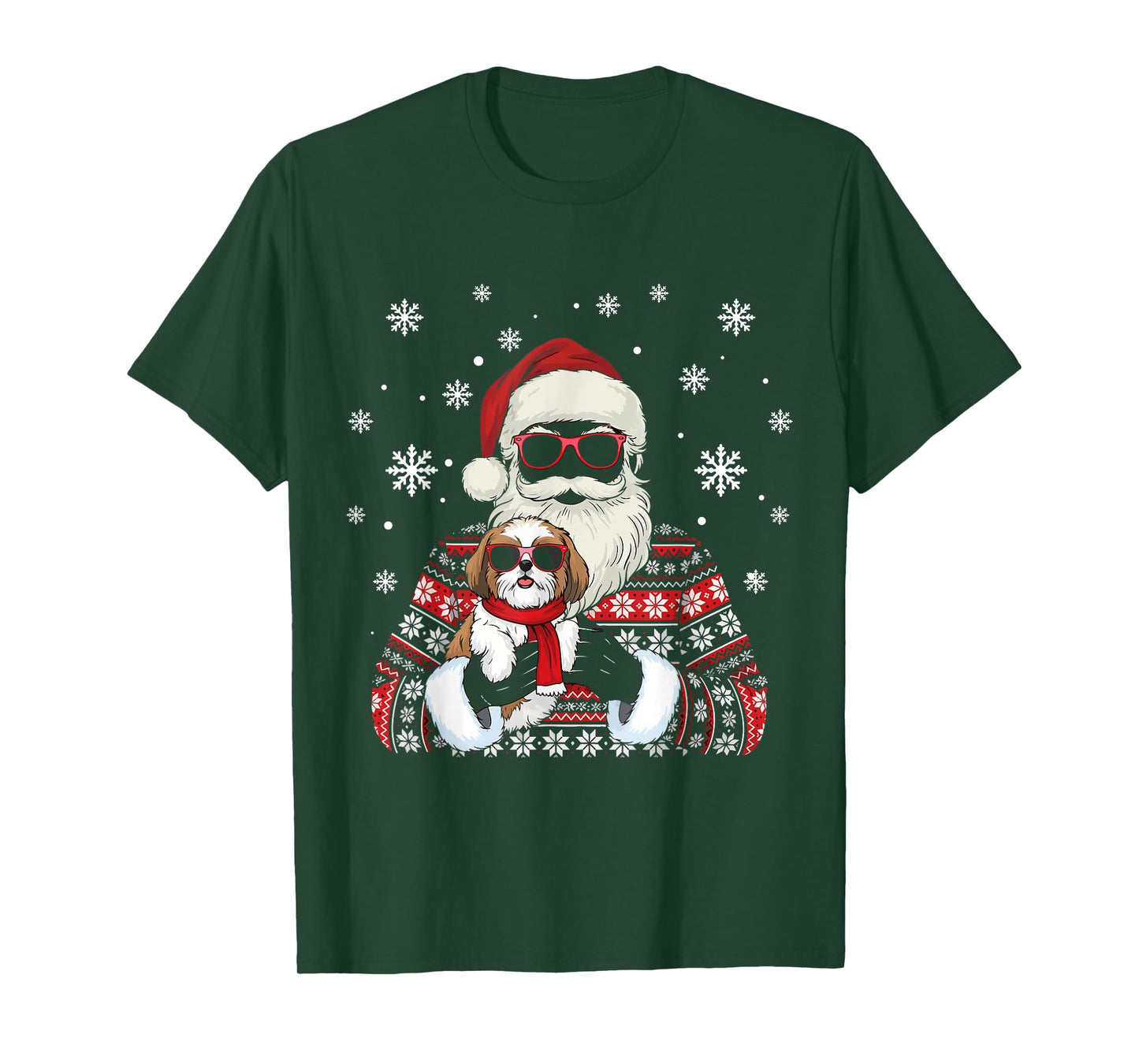 Schnauzer Dog and Santa Merry Christmas Ugly Christmas T-Shirt