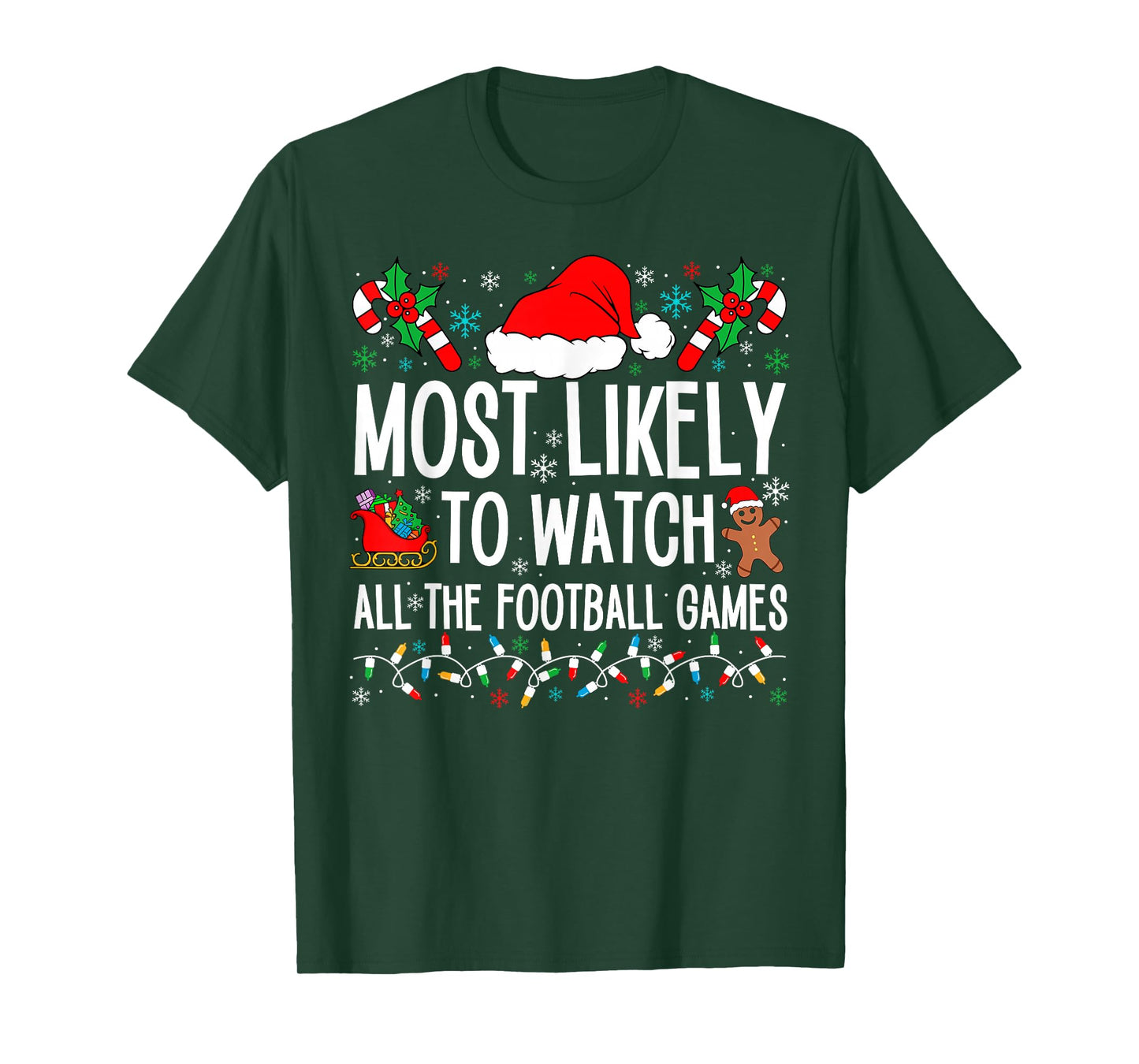 Funny Matching Most Likely Christmas Family 2024. Unisex Adults Football T-Shirt, Black, Small