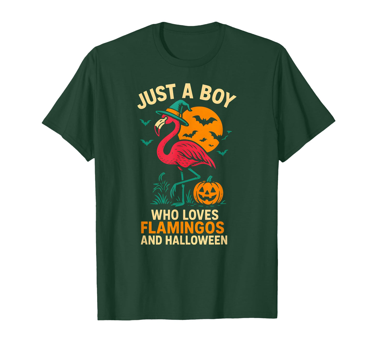 Flamingo Halloween Boy Loves Cute Boys Spooky Flamingo T-Shirt