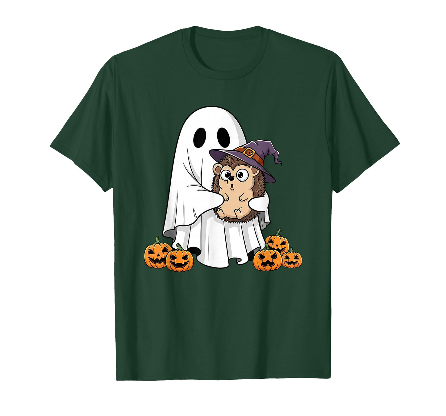 Funny Ghost Hedgehog Pumpkin Halloween Kids Mens Womens T-Shirt