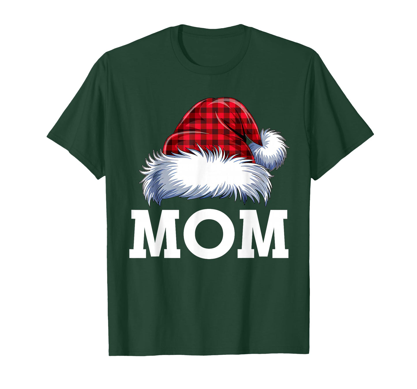 Mom Santa Red Plaid Christmas Family Matching Pajamas Xmas T-Shirt